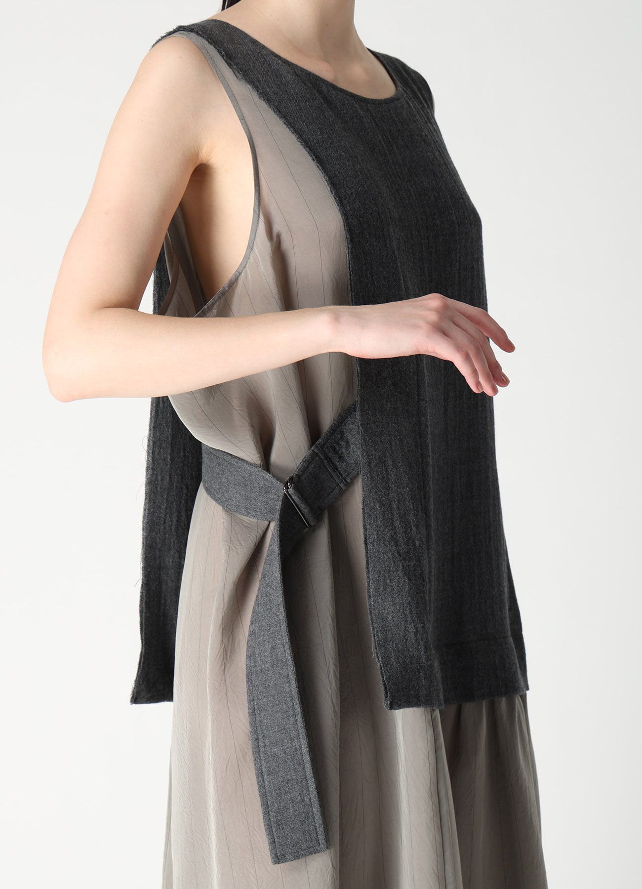 WOOL VIYELLA COMBINATION SLEEVELESS DRESS