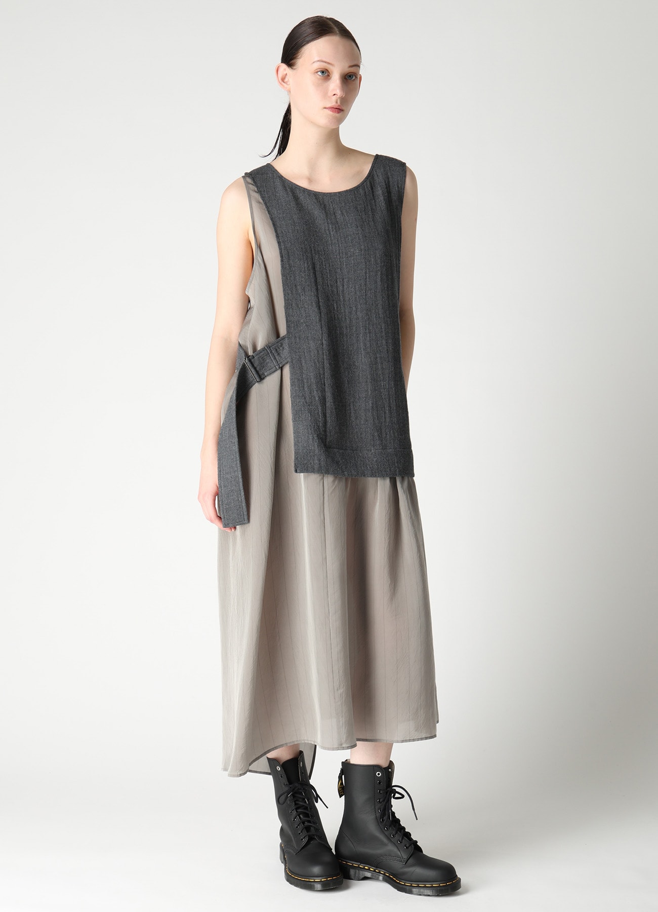 WOOL VIYELLA COMBINATION SLEEVELESS DRESS