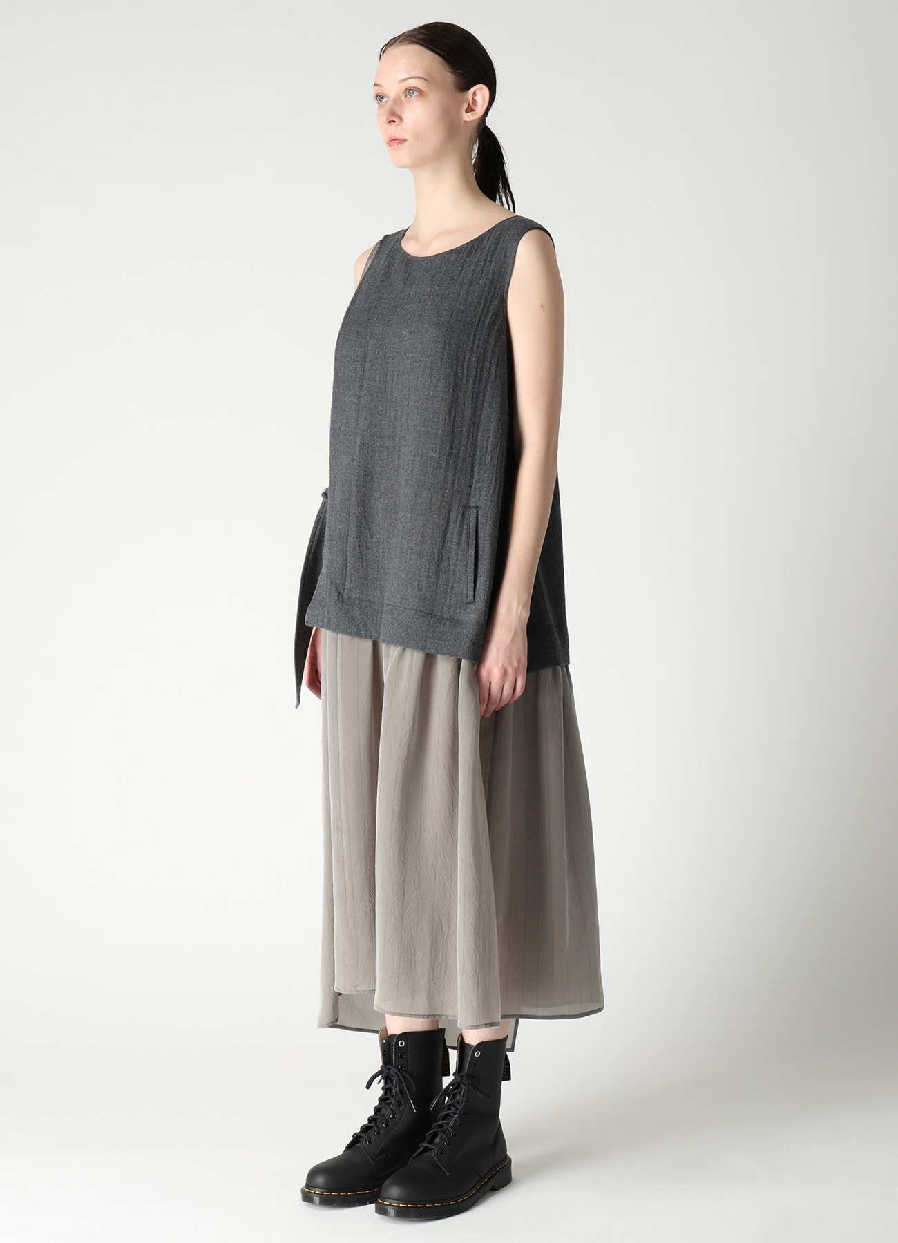 WOOL VIYELLA COMBINATION SLEEVELESS DRESS