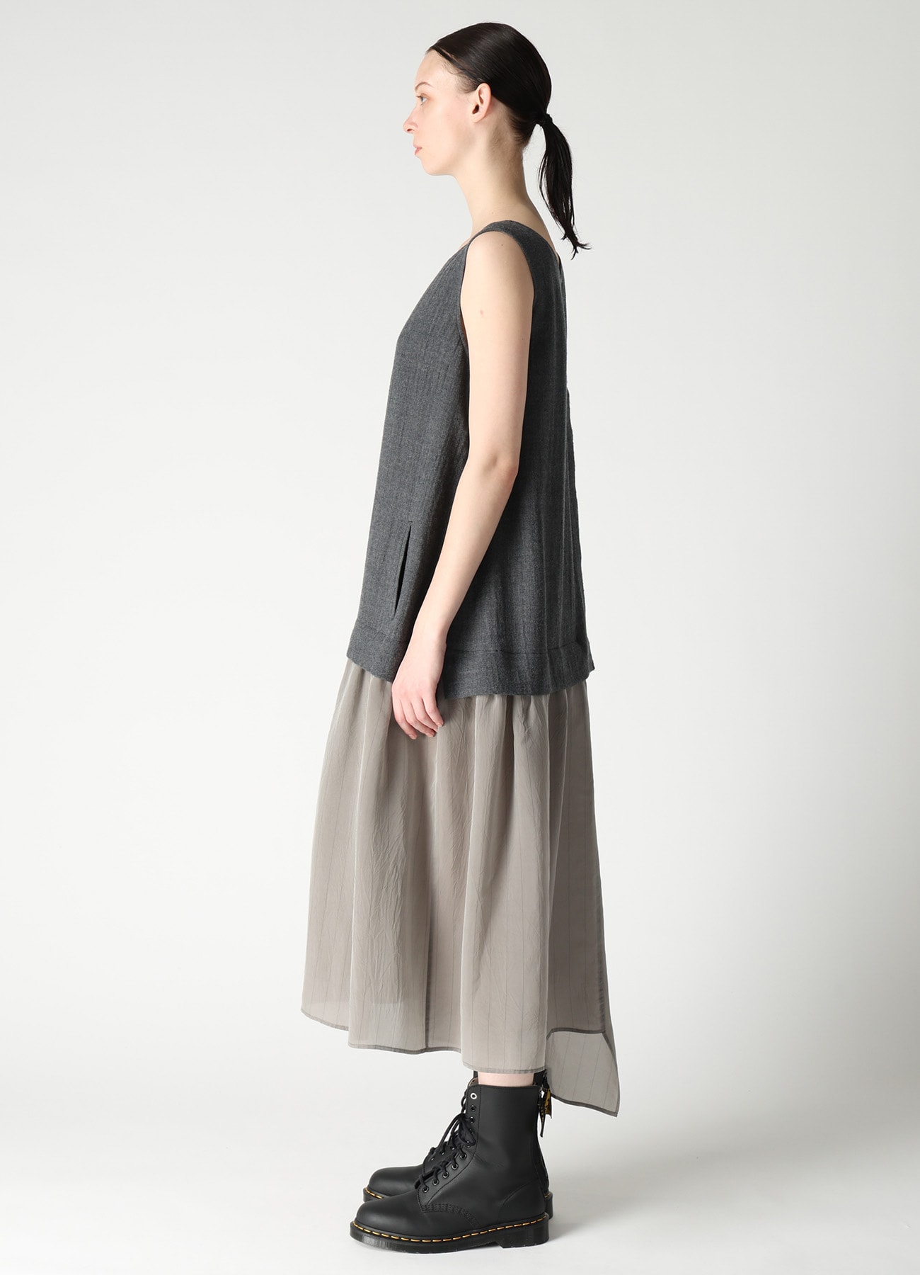 WOOL VIYELLA COMBINATION SLEEVELESS DRESS