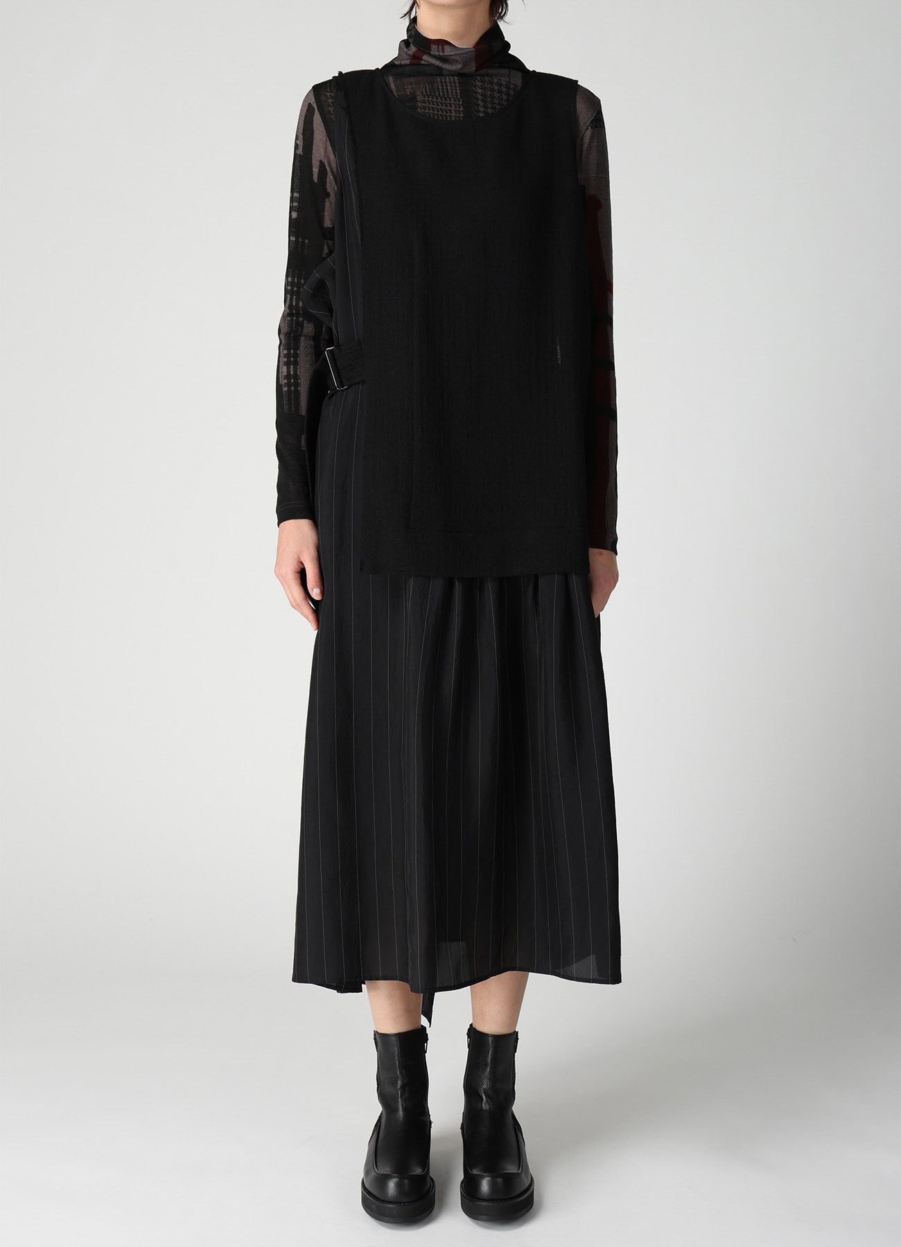 WOOL VIYELLA COMBINATION SLEEVELESS DRESS