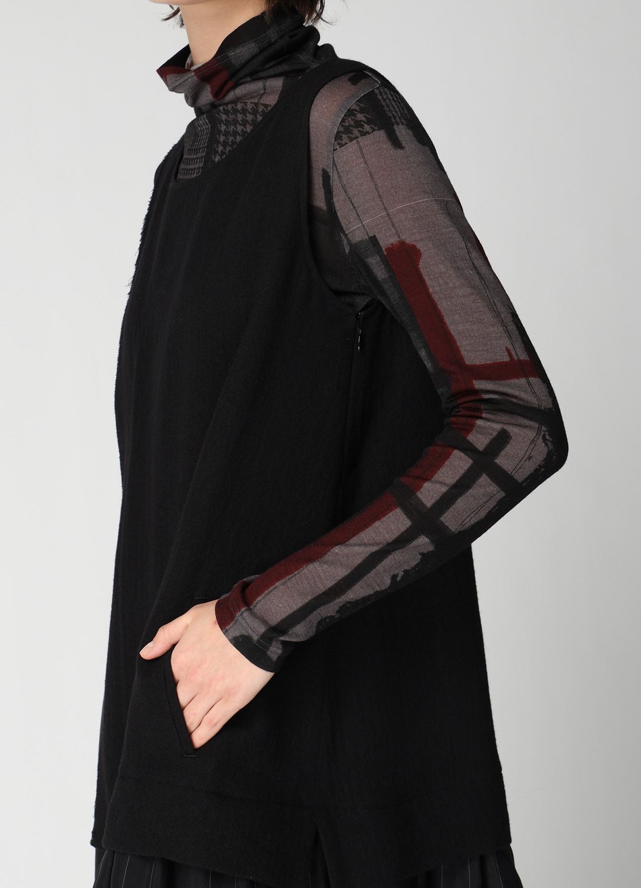 WOOL VIYELLA COMBINATION SLEEVELESS DRESS