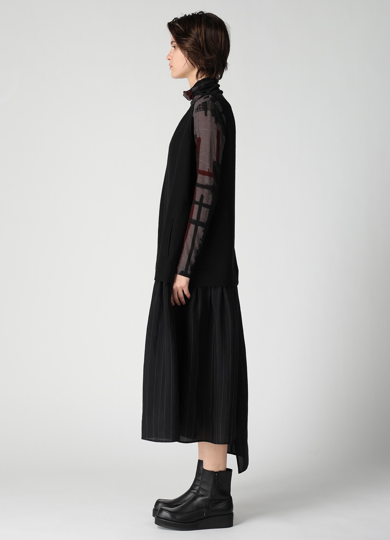 WOOL VIYELLA COMBINATION SLEEVELESS DRESS