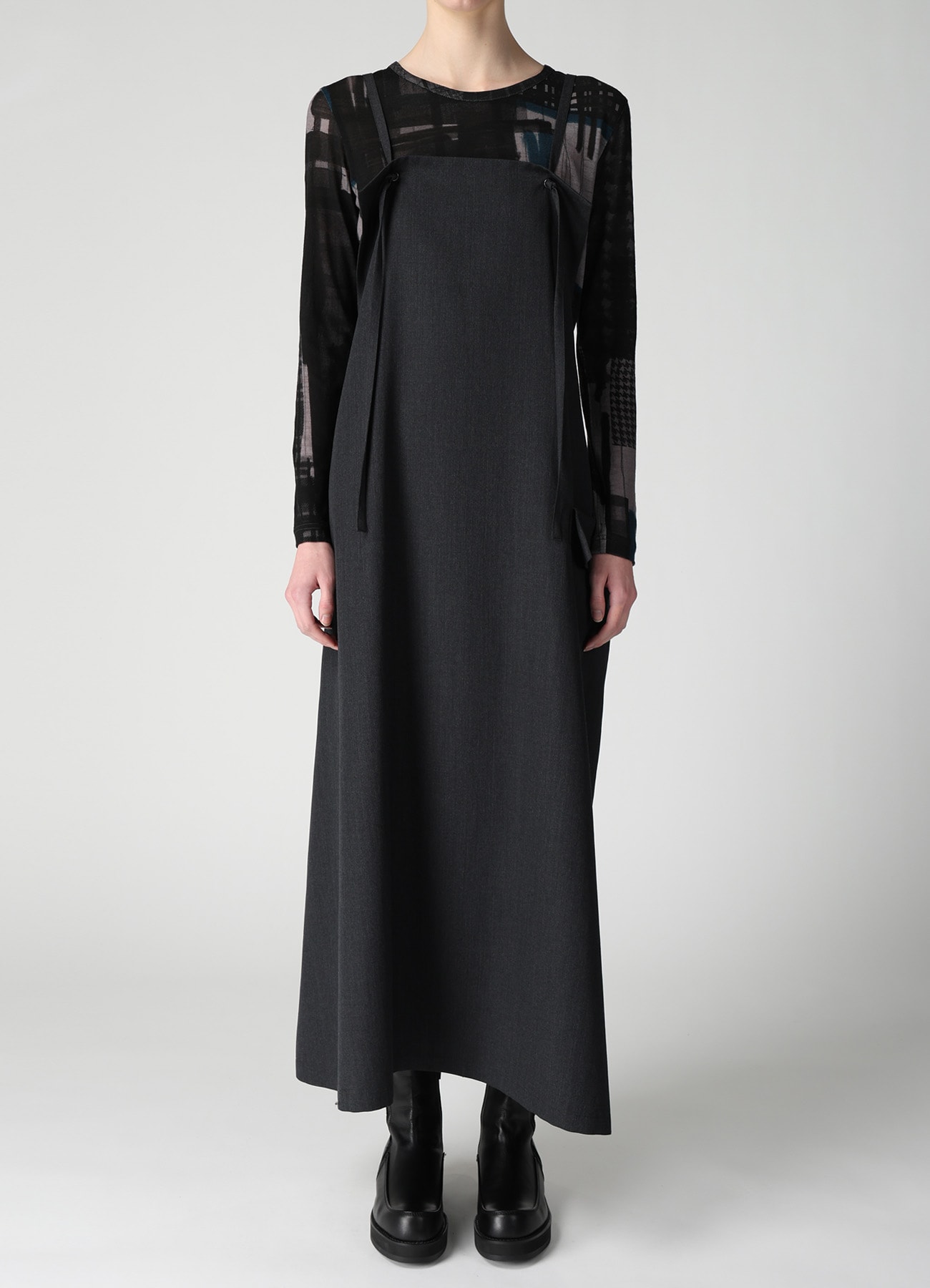 WOOL GABARDINE SIDE FLAP DRESS