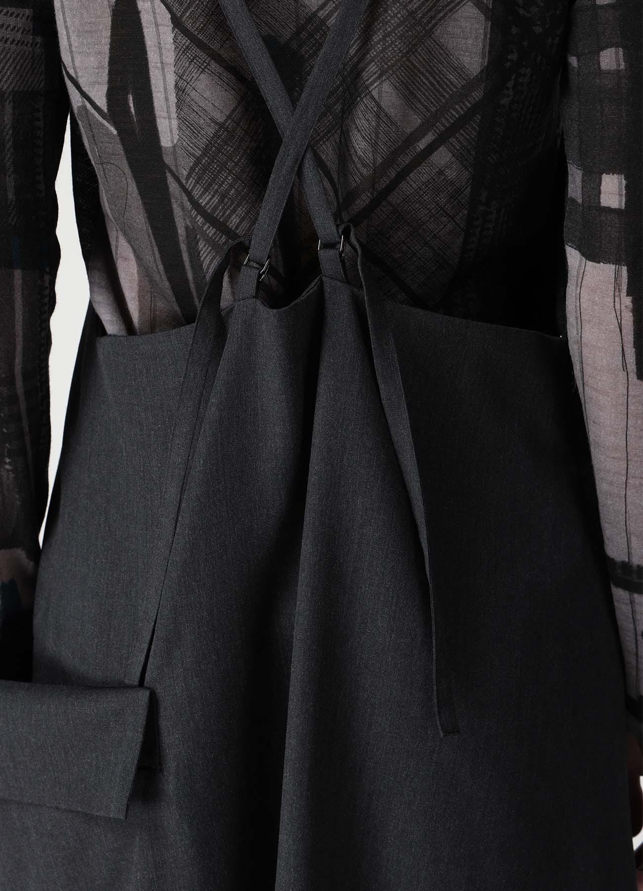 WOOL GABARDINE SIDE FLAP DRESS