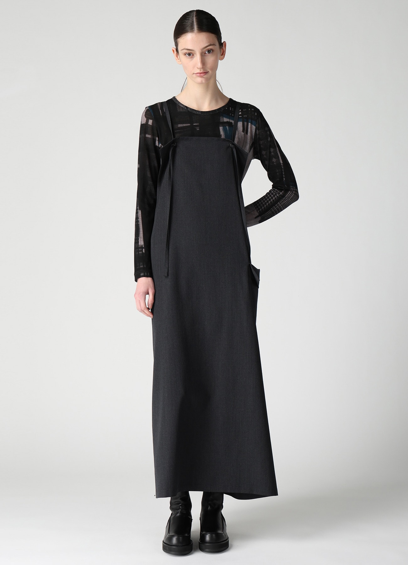 WOOL GABARDINE SIDE FLAP DRESS