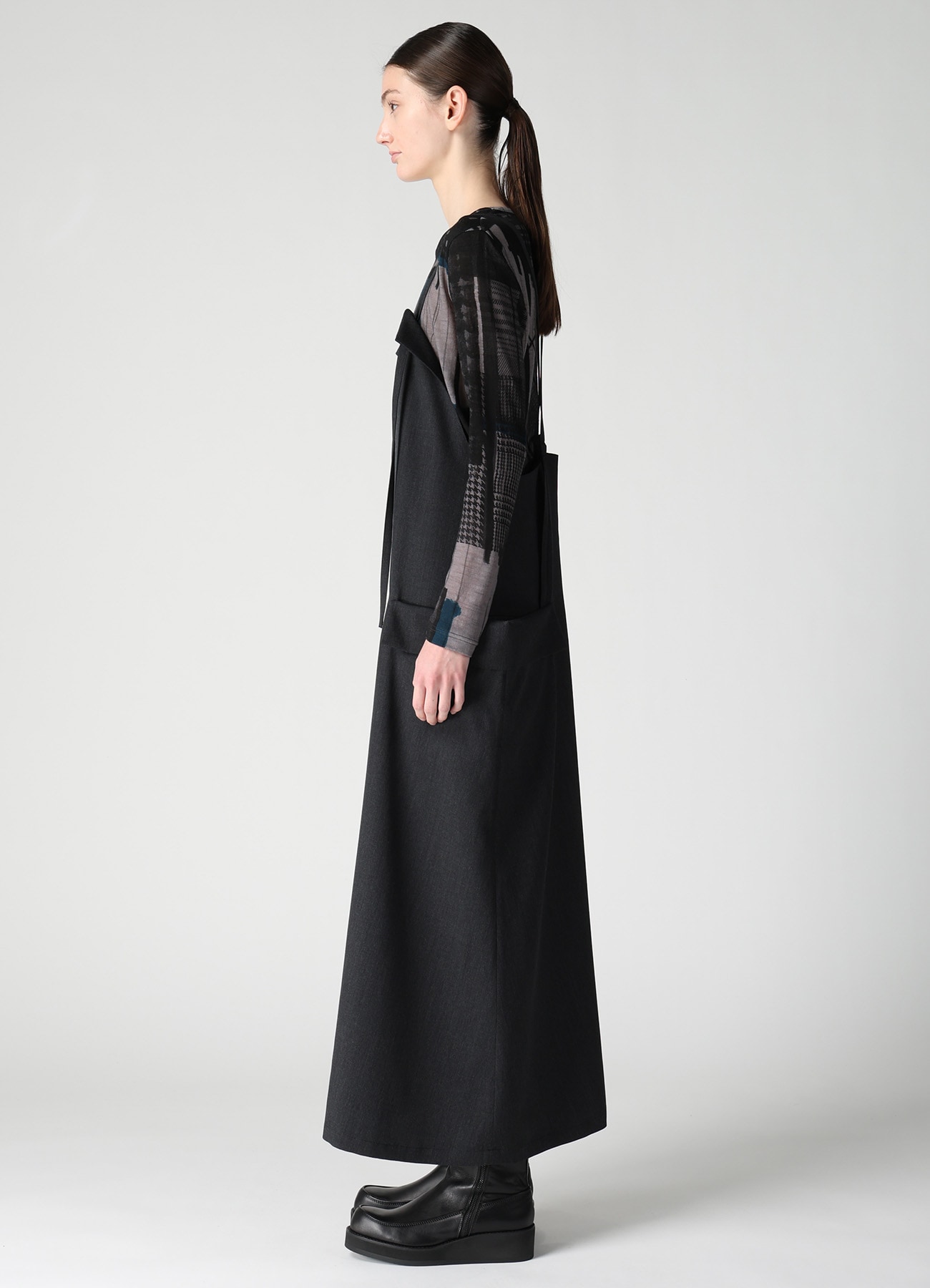 WOOL GABARDINE SIDE FLAP DRESS