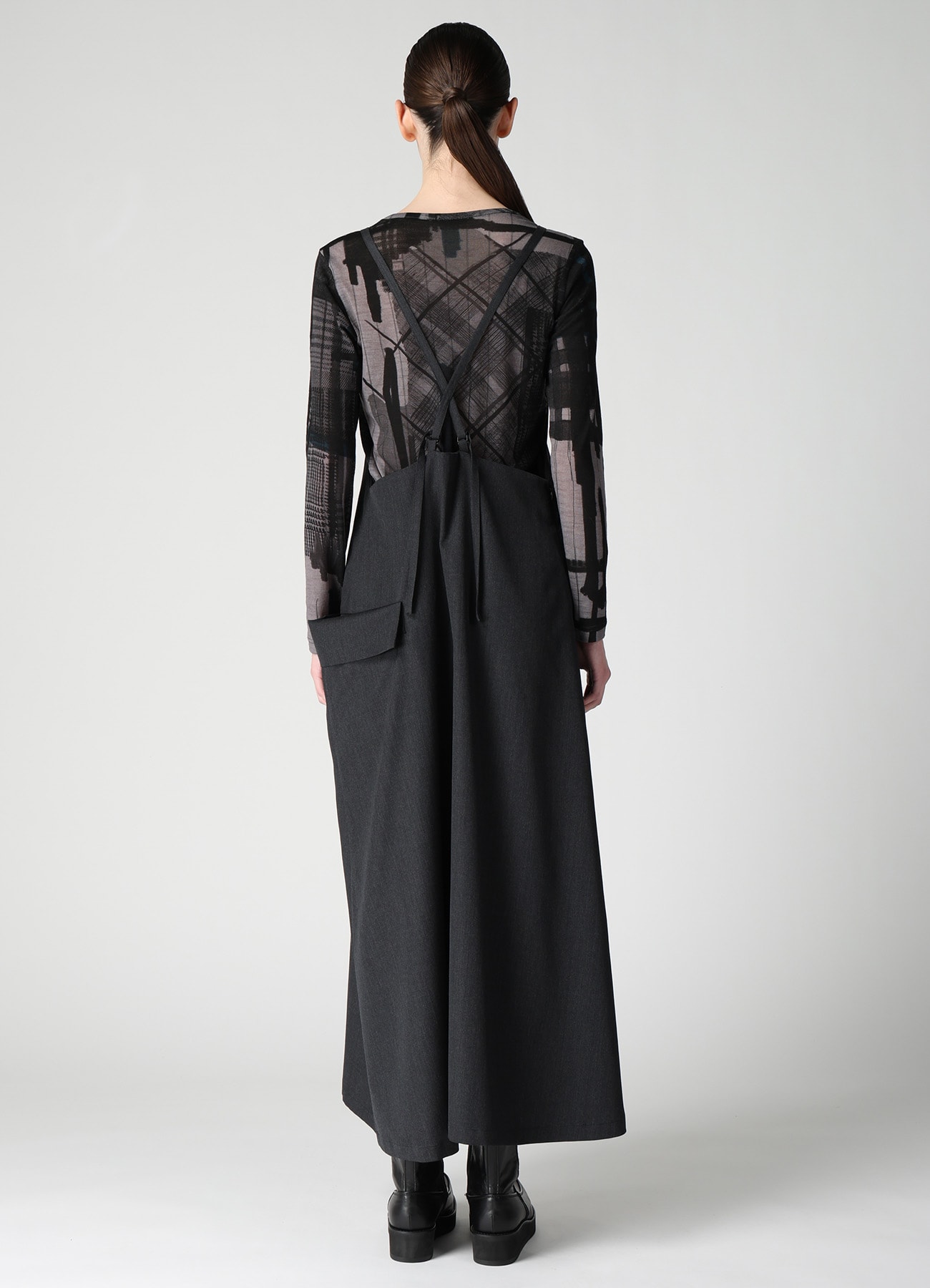WOOL GABARDINE SIDE FLAP DRESS