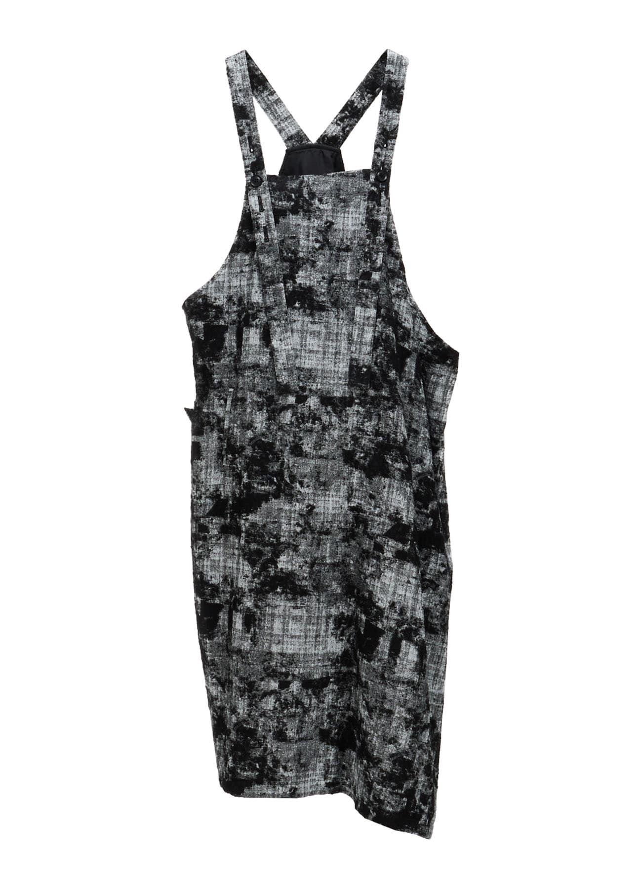 MOHAIR FADED PLAID JACQUARD SHOULDER STRAP DRESS