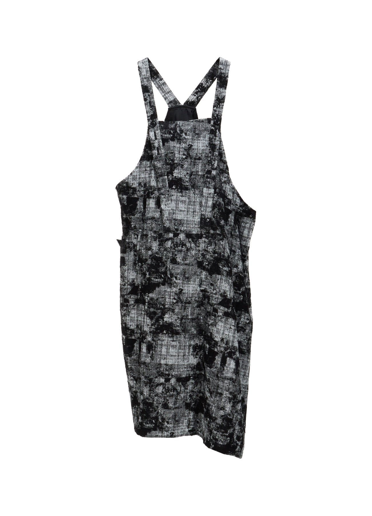 MOHAIR FADED PLAID JACQUARD SHOULDER STRAP DRESS