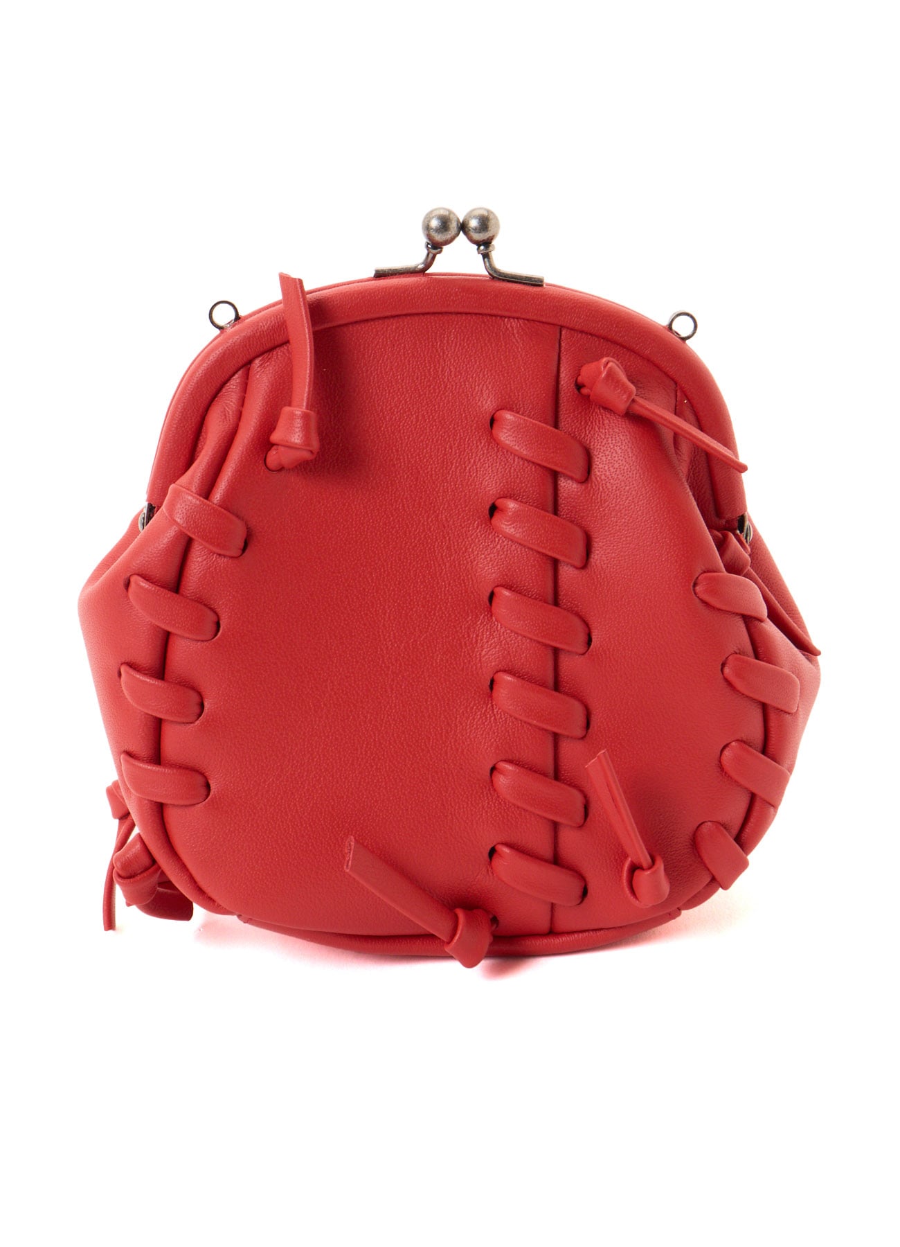 SEMI GLOSS LEATHER LACE-UP SHOULDER BAG