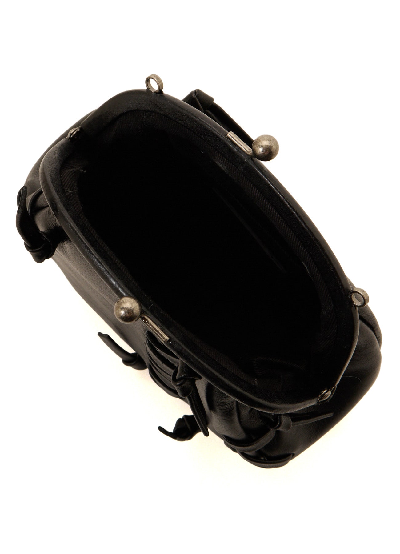SEMI GLOSS LEATHER LACE-UP SHOULDER BAG