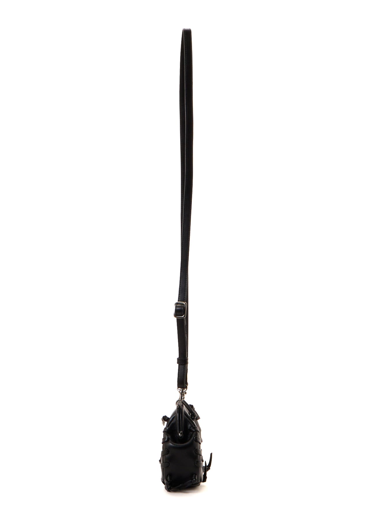 SEMI GLOSS LEATHER LACE-UP SHOULDER BAG