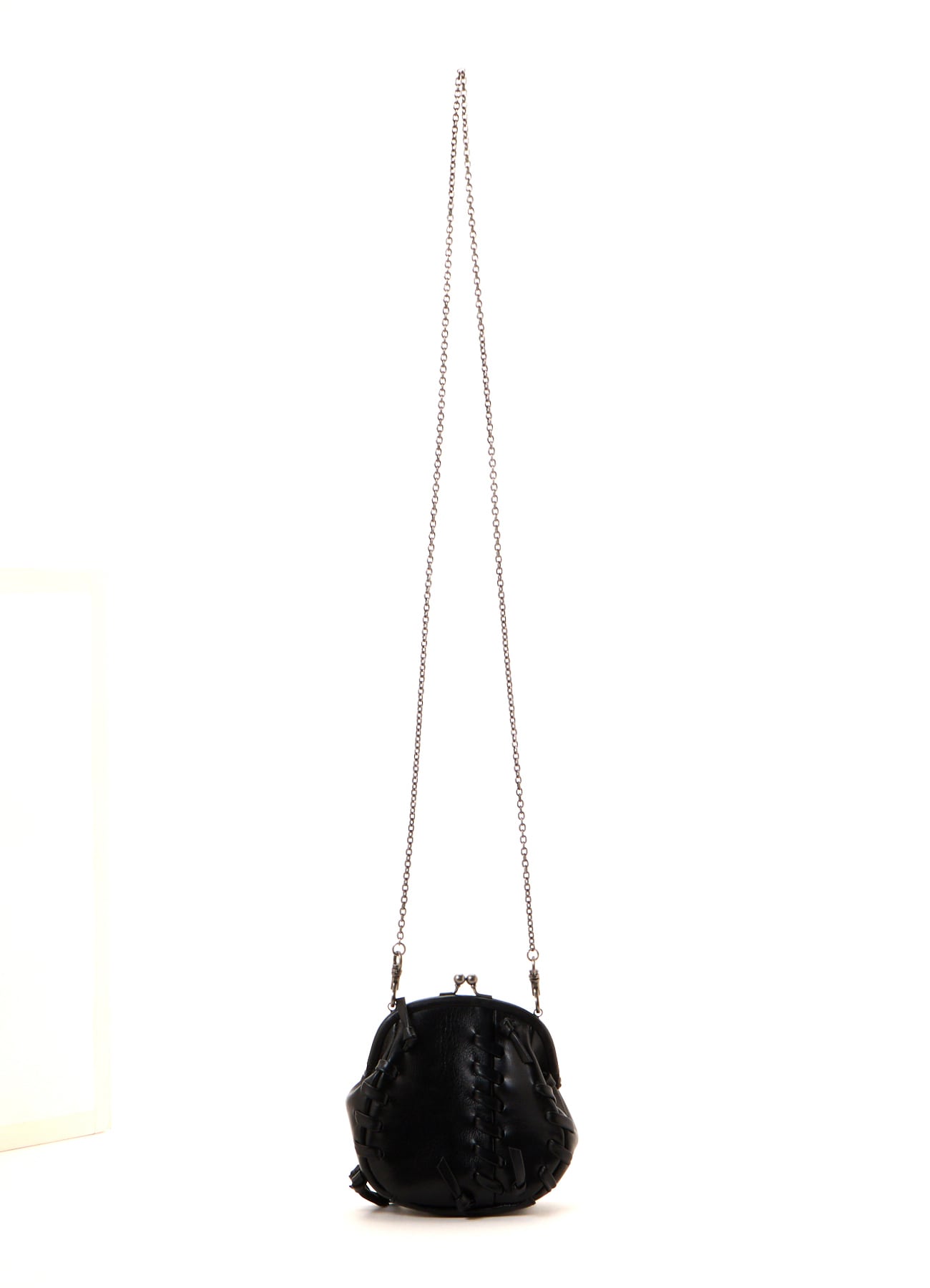 SEMI GLOSS LEATHER LACE-UP SHOULDER BAG