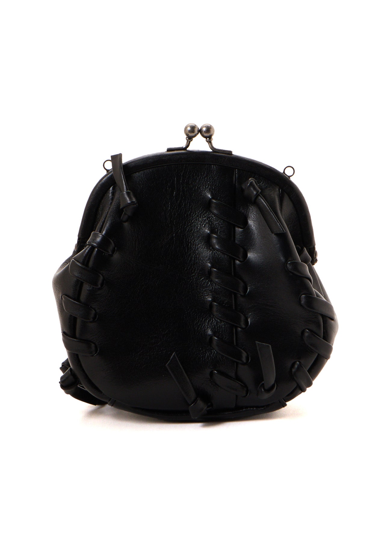 SEMI GLOSS LEATHER LACE-UP SHOULDER BAG