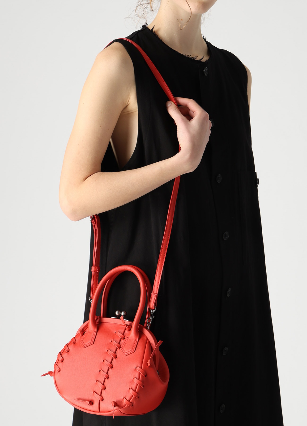 SEMI GLOSS LEATHER LACE-UP BAG