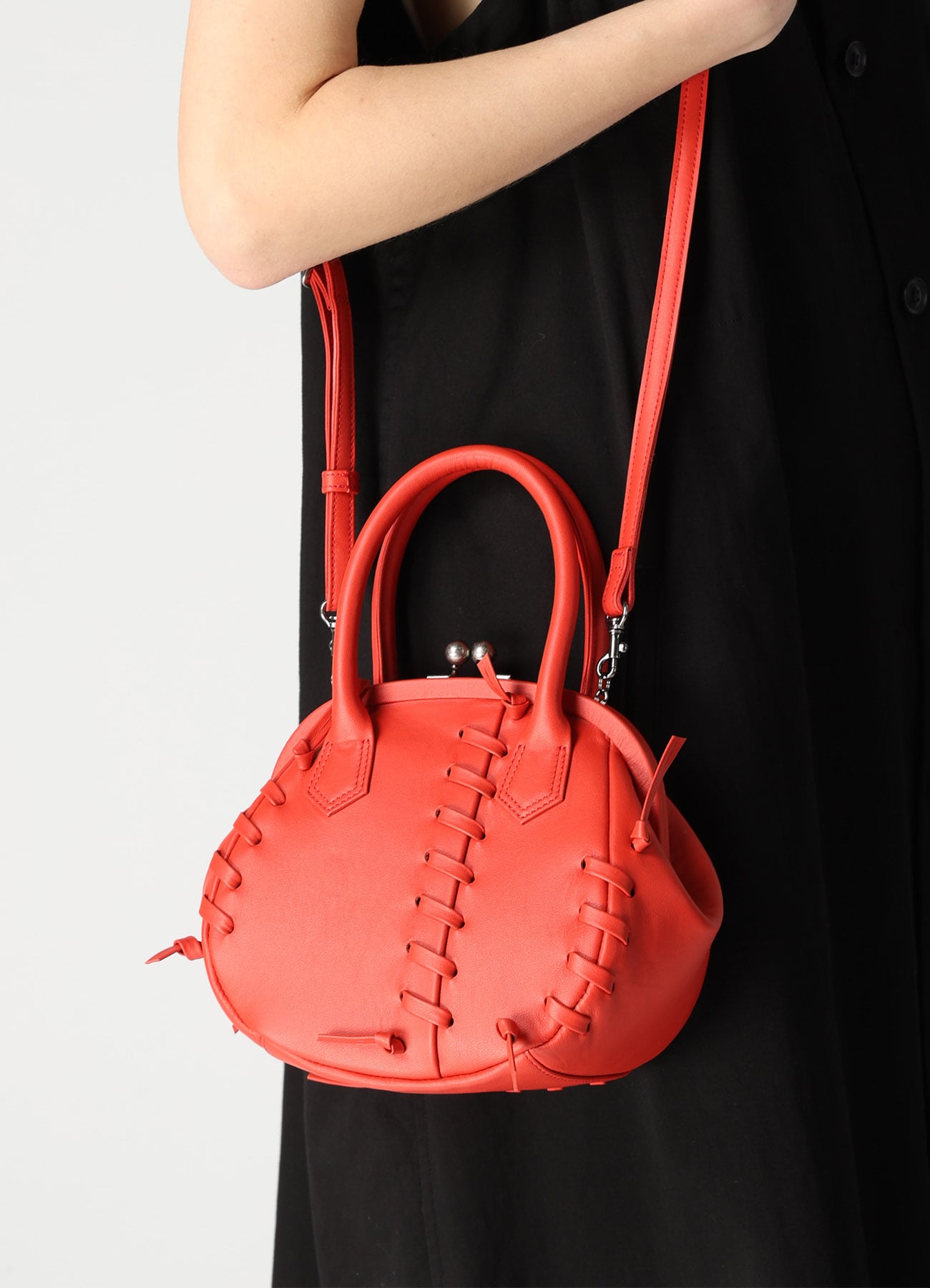 SEMI GLOSS LEATHER LACE-UP BAG