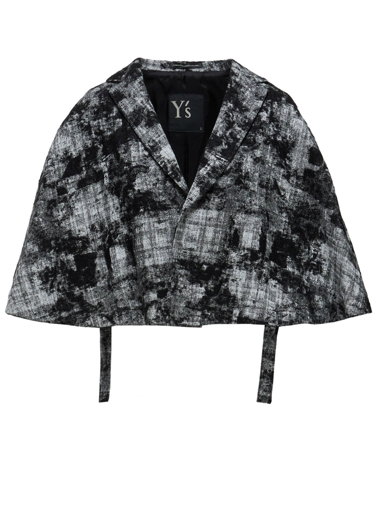 MOHAIR FADED PLAID JACQUARD TAILORED CAPE