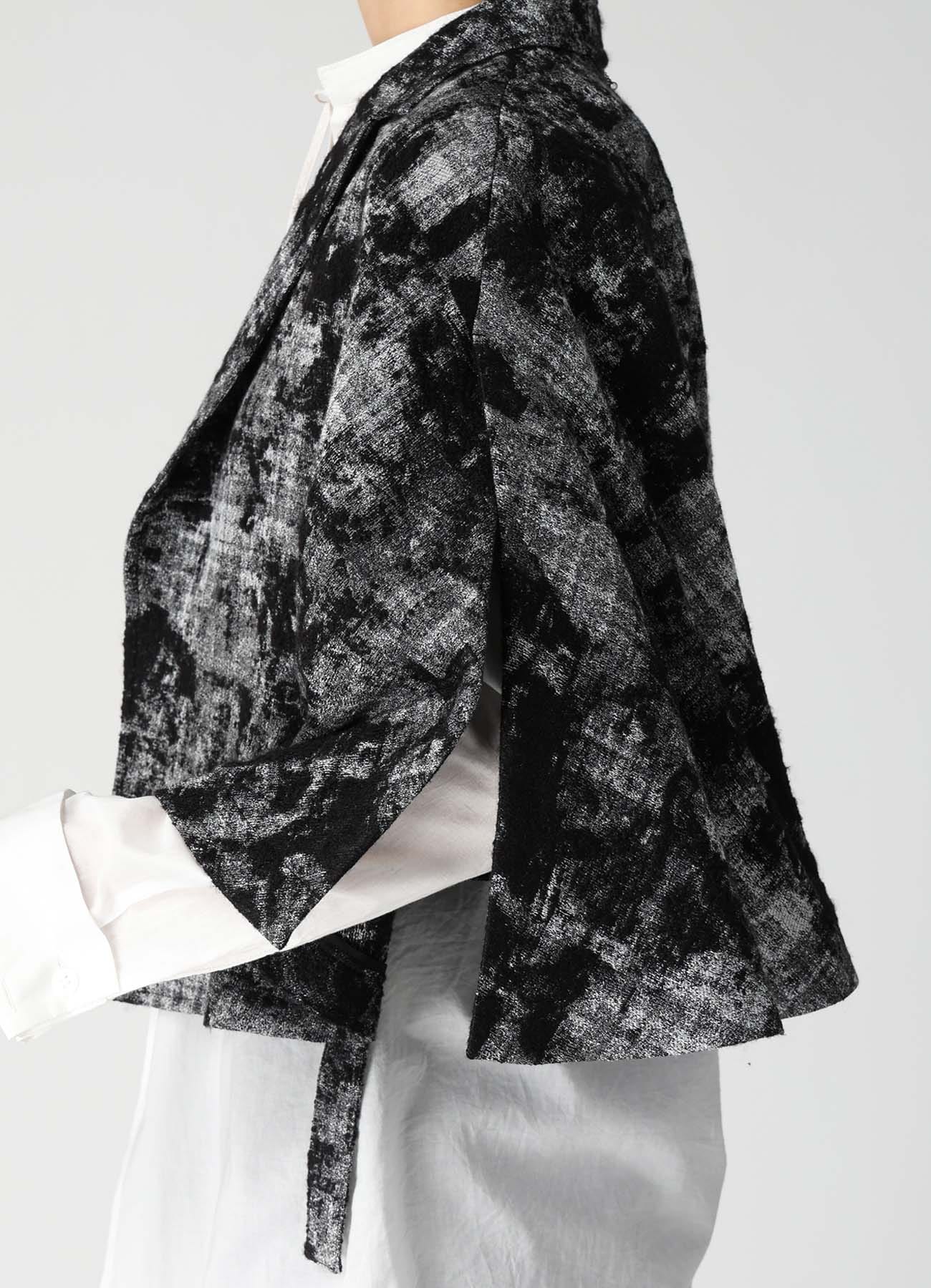 MOHAIR FADED PLAID JACQUARD TAILORED CAPE