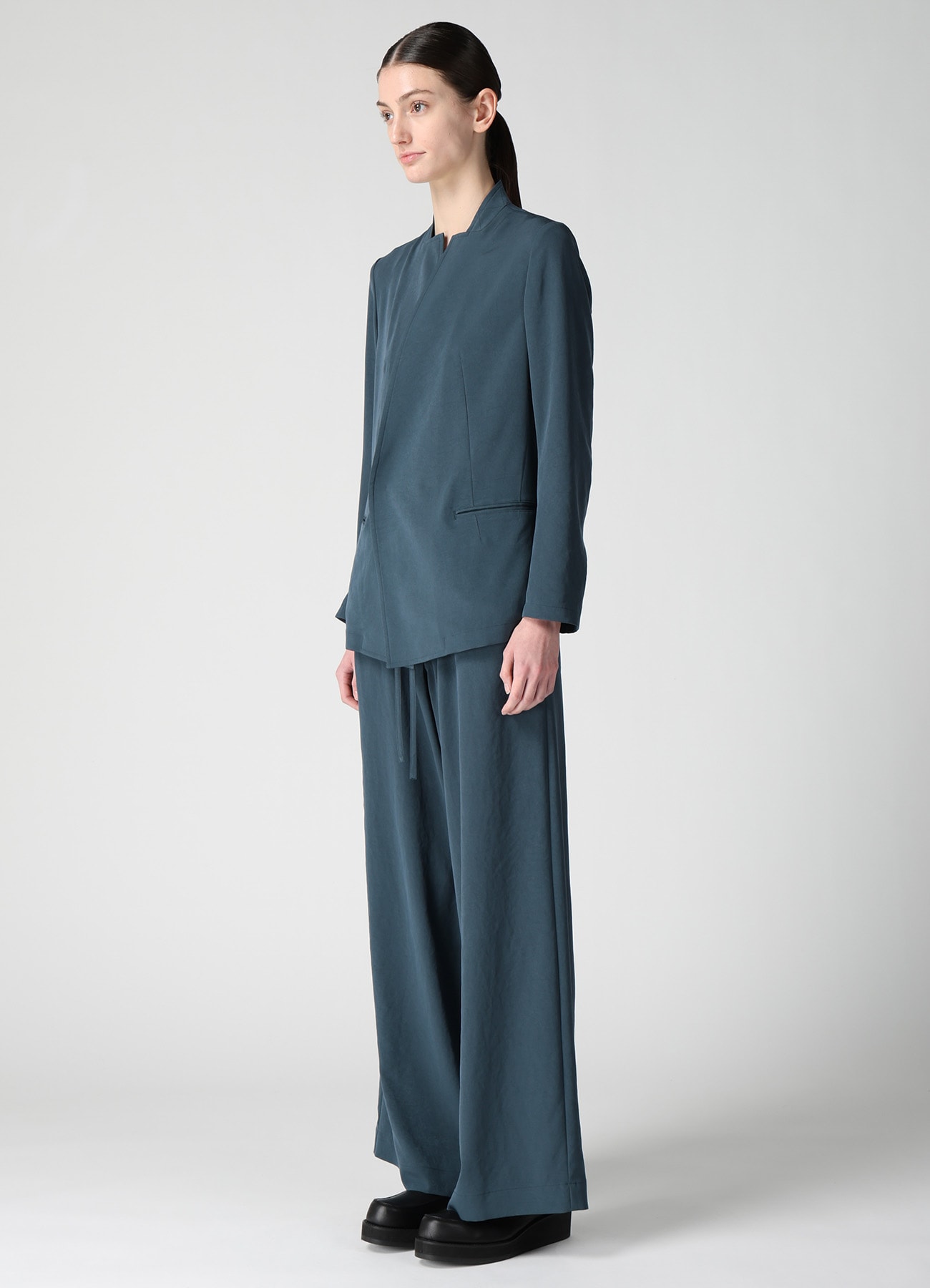 TA/PE CREPE DE CHINE STAND COLLAR JACKET