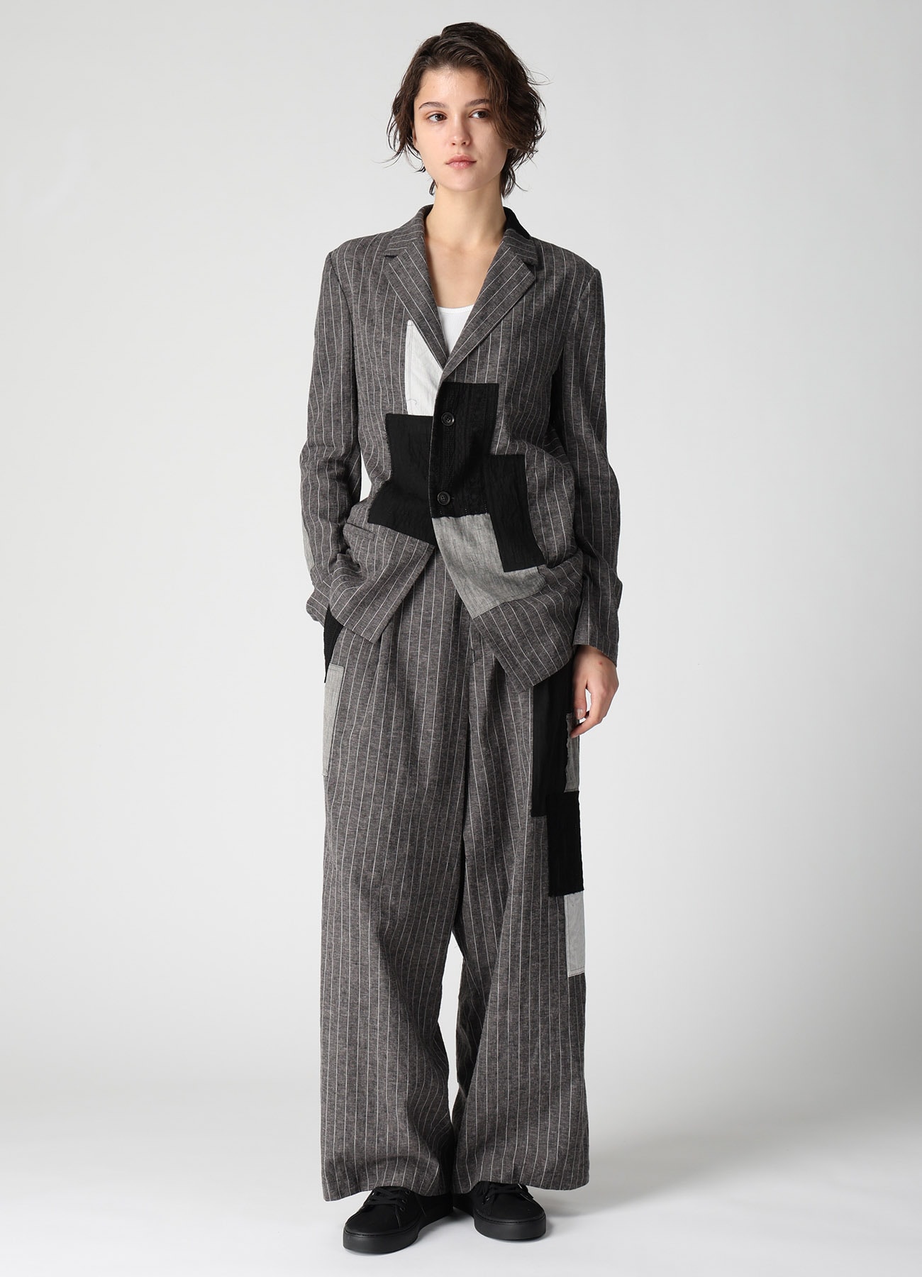 STRIPE PATCHWORK SIDE DROP JACKET