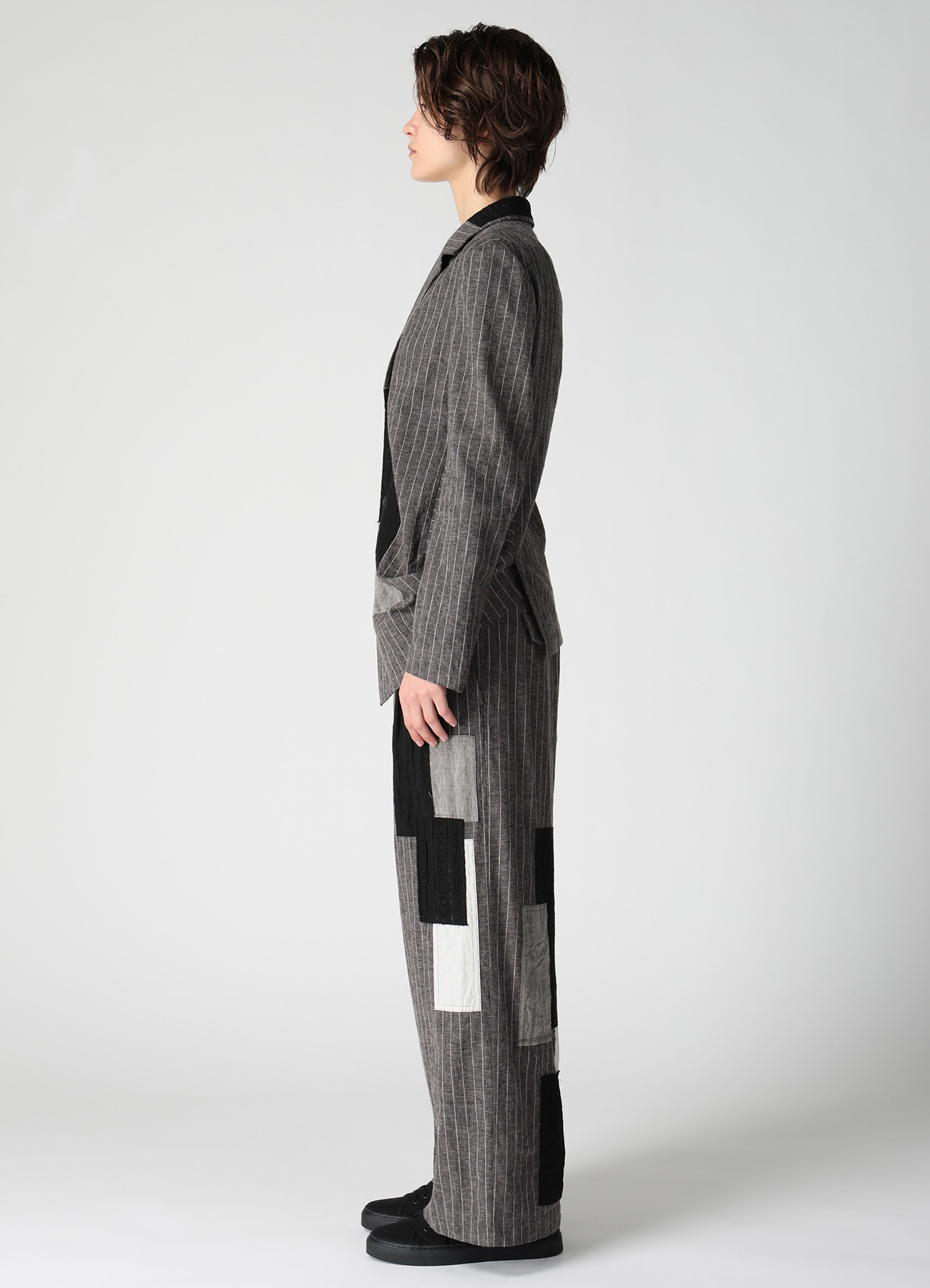 STRIPE PATCHWORK SIDE DROP JACKET