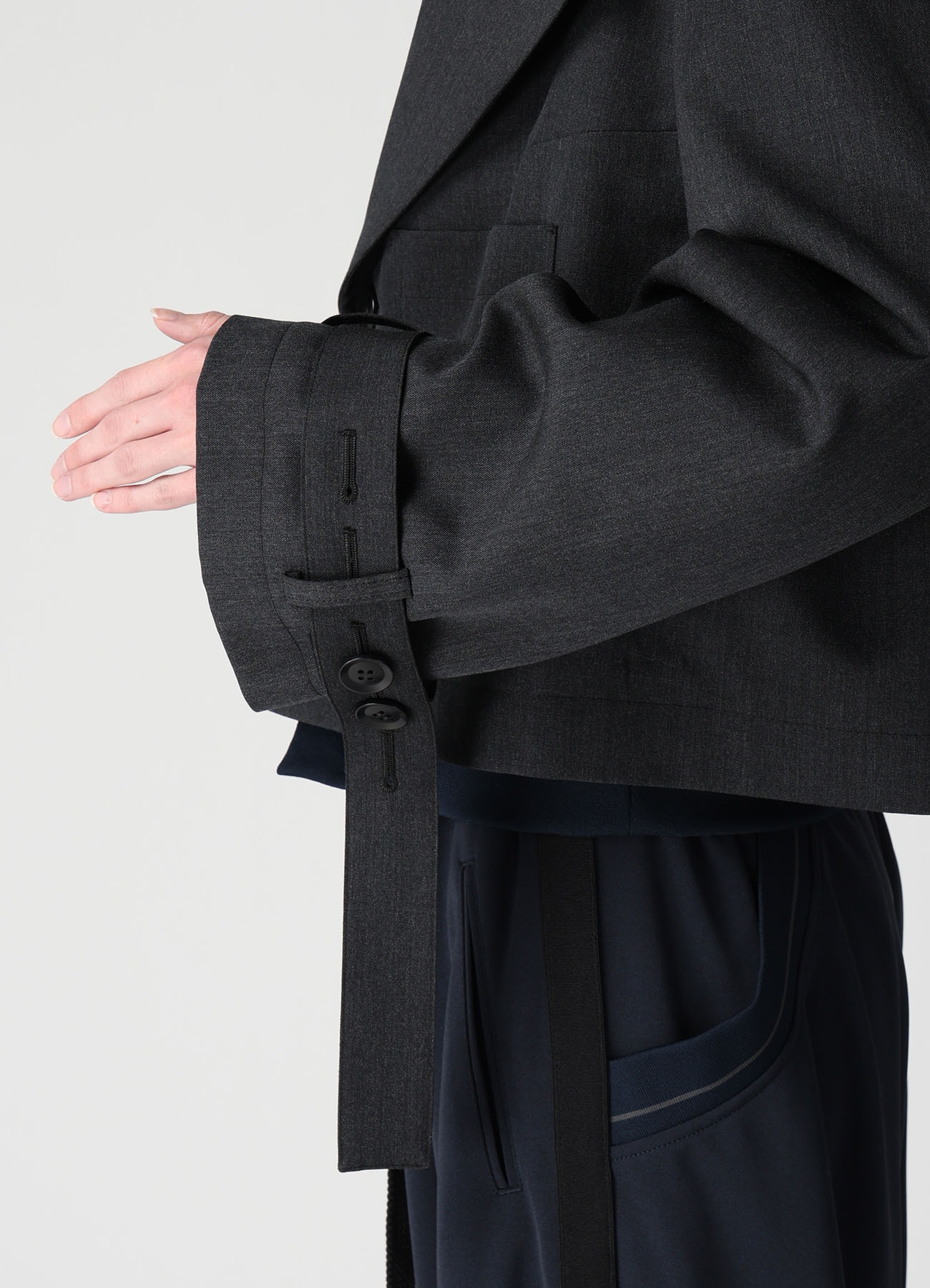 WOOL GABARDINE WIDE COLLAR JACKET
