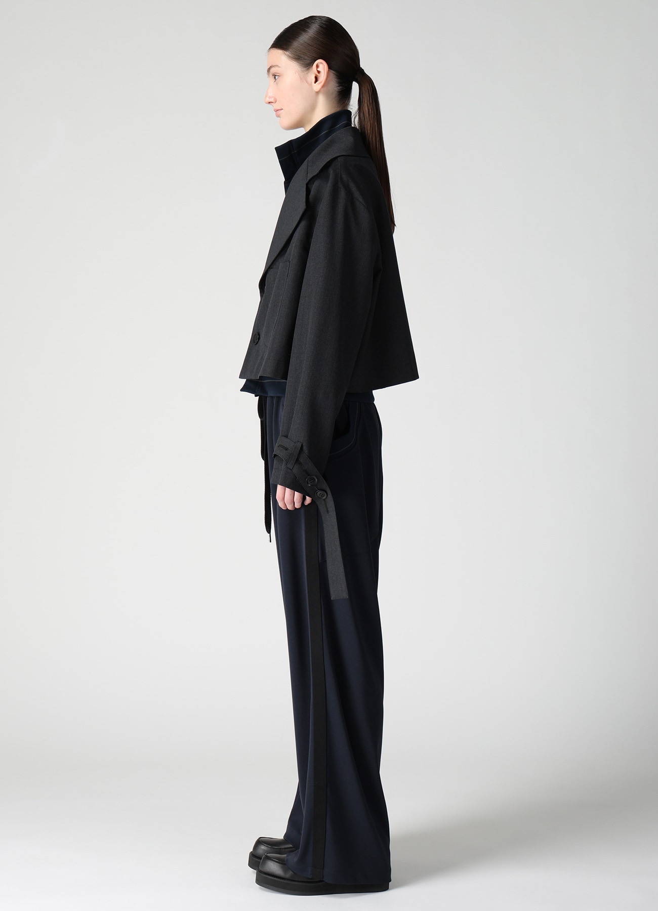 WOOL GABARDINE WIDE COLLAR JACKET