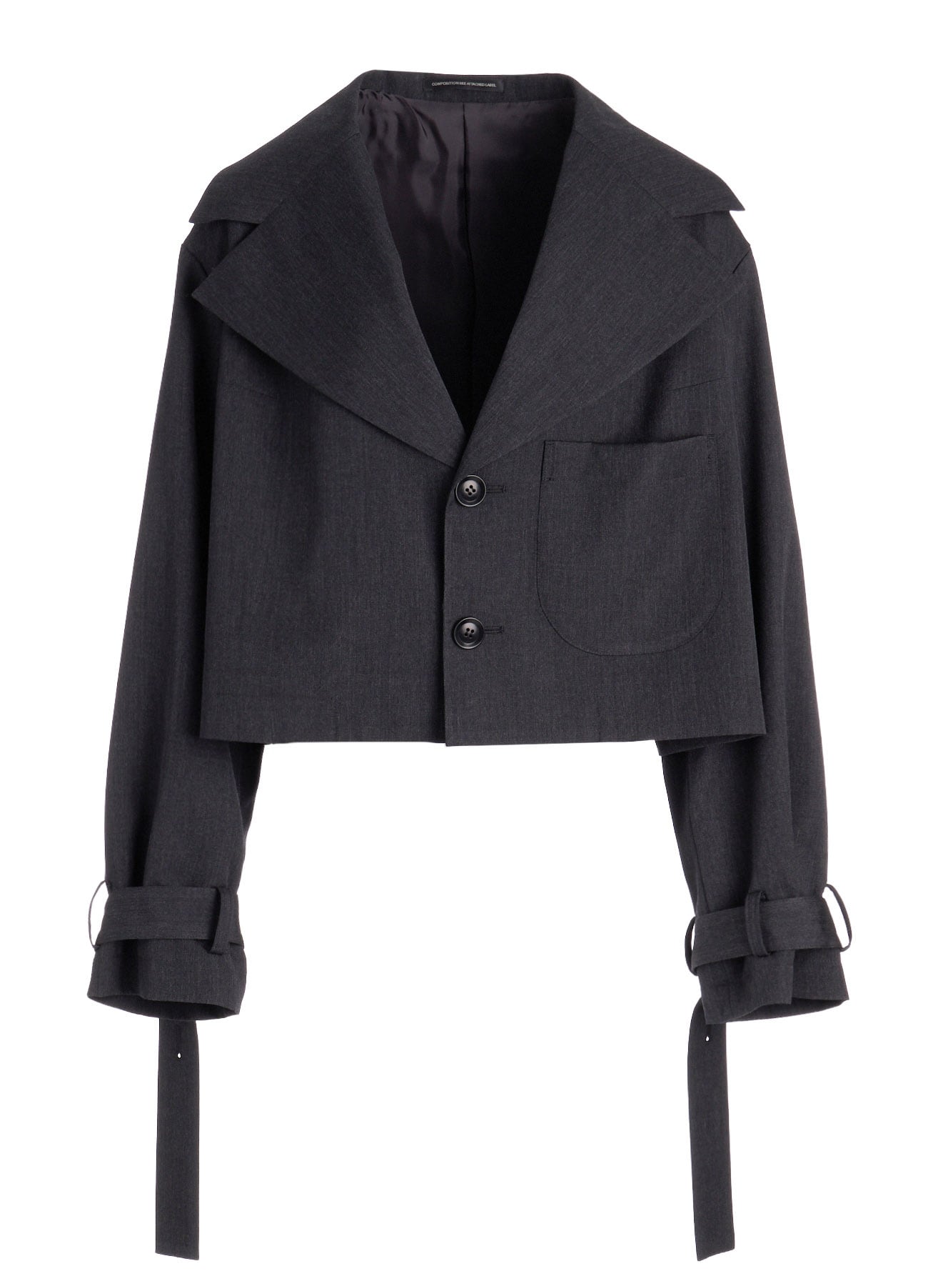 WOOL GABARDINE WIDE COLLAR JACKET