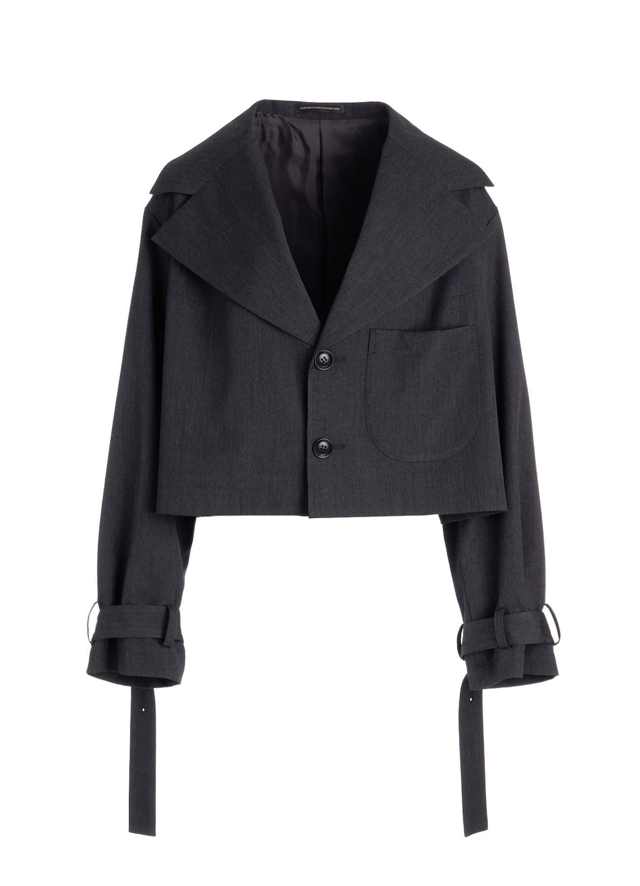 WOOL GABARDINE WIDE COLLAR JACKET