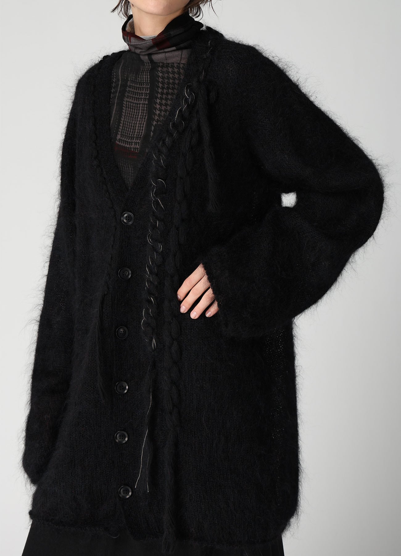 OVERSIZED MOHAIR BLEND V-NECK CARDIGAN