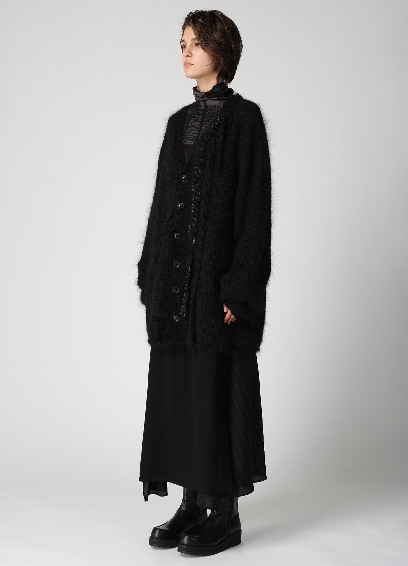 OVERSIZED MOHAIR BLEND V-NECK CARDIGAN
