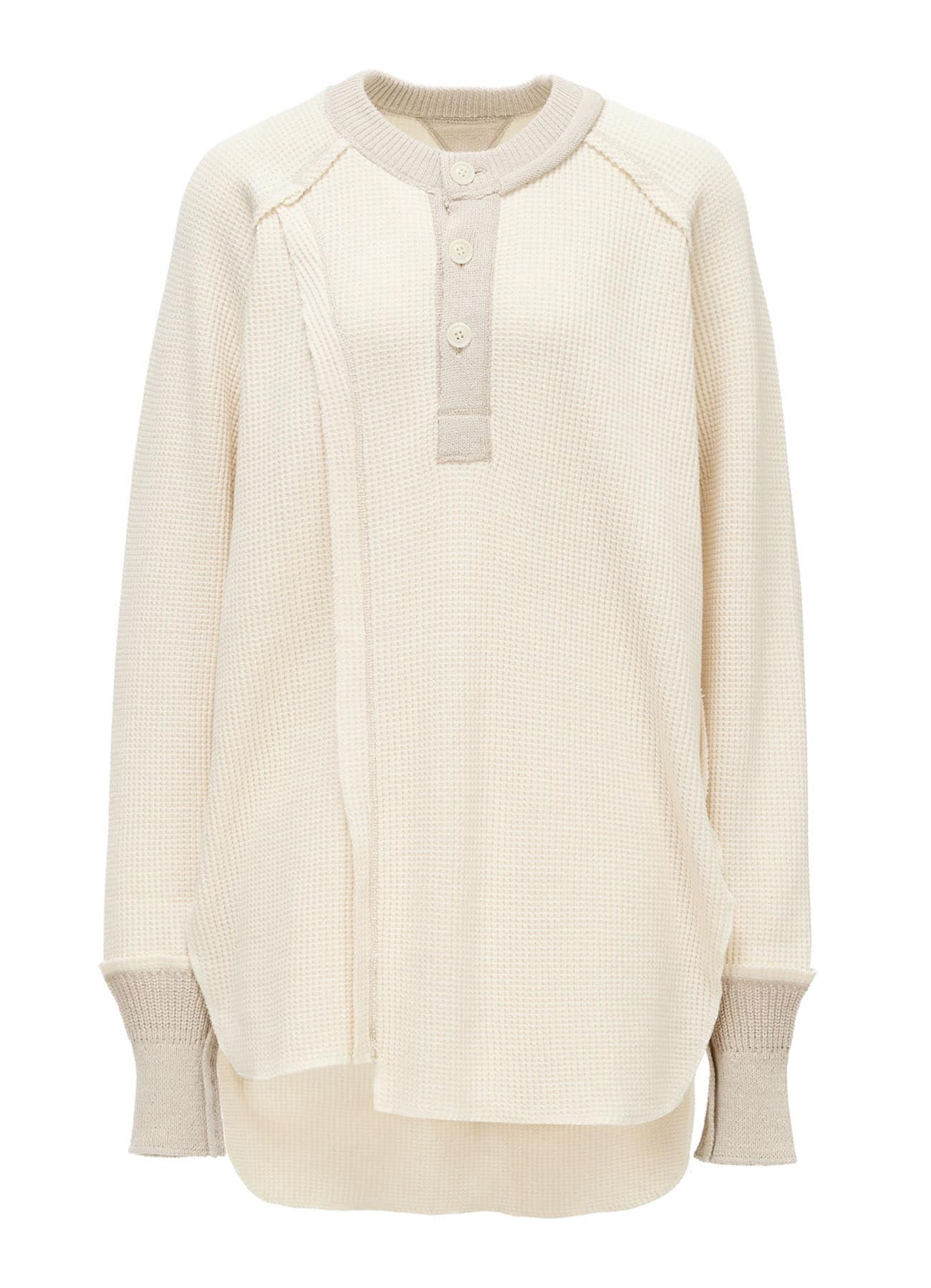WAFFLE HENLEY NECK PULLOVER