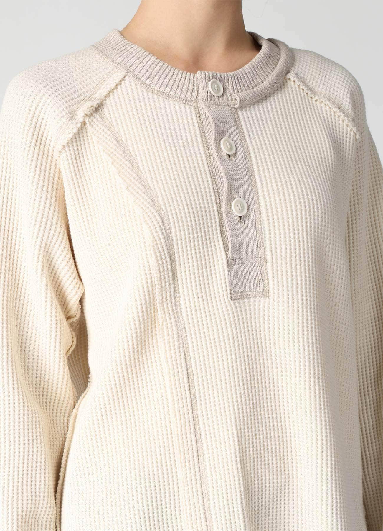 WAFFLE HENLEY NECK PULLOVER