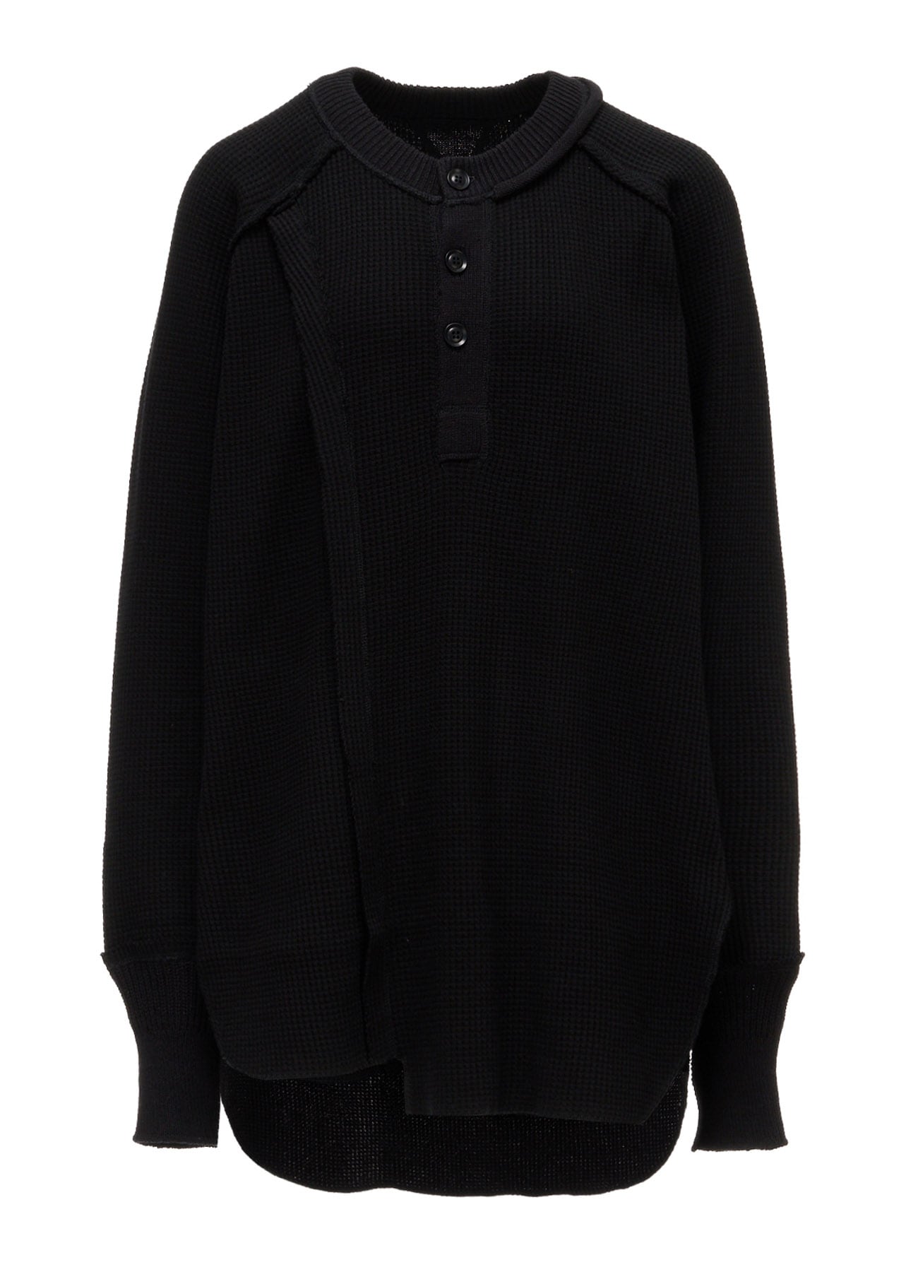 WAFFLE HENLEY NECK PULLOVER