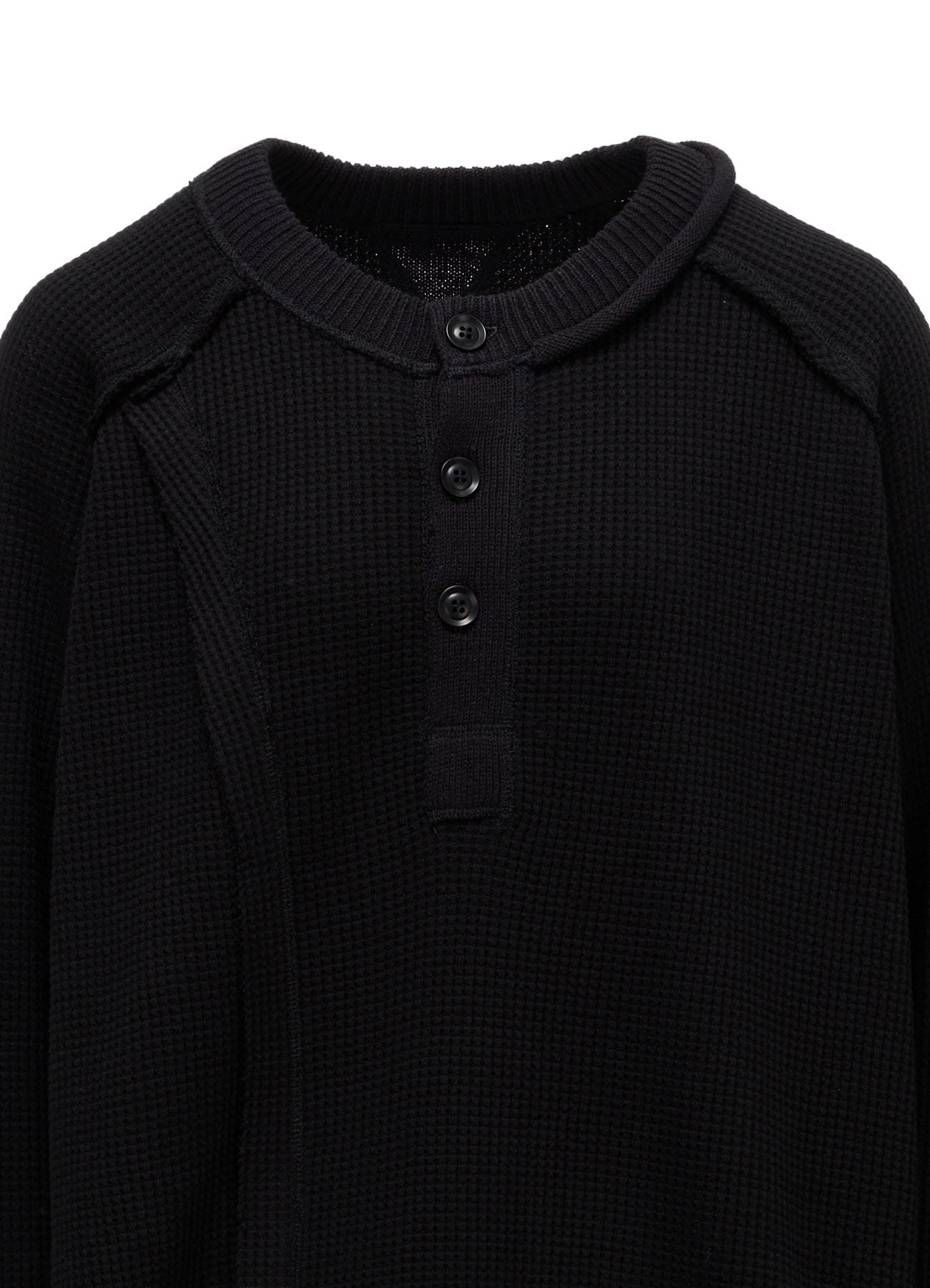 WAFFLE HENLEY NECK PULLOVER