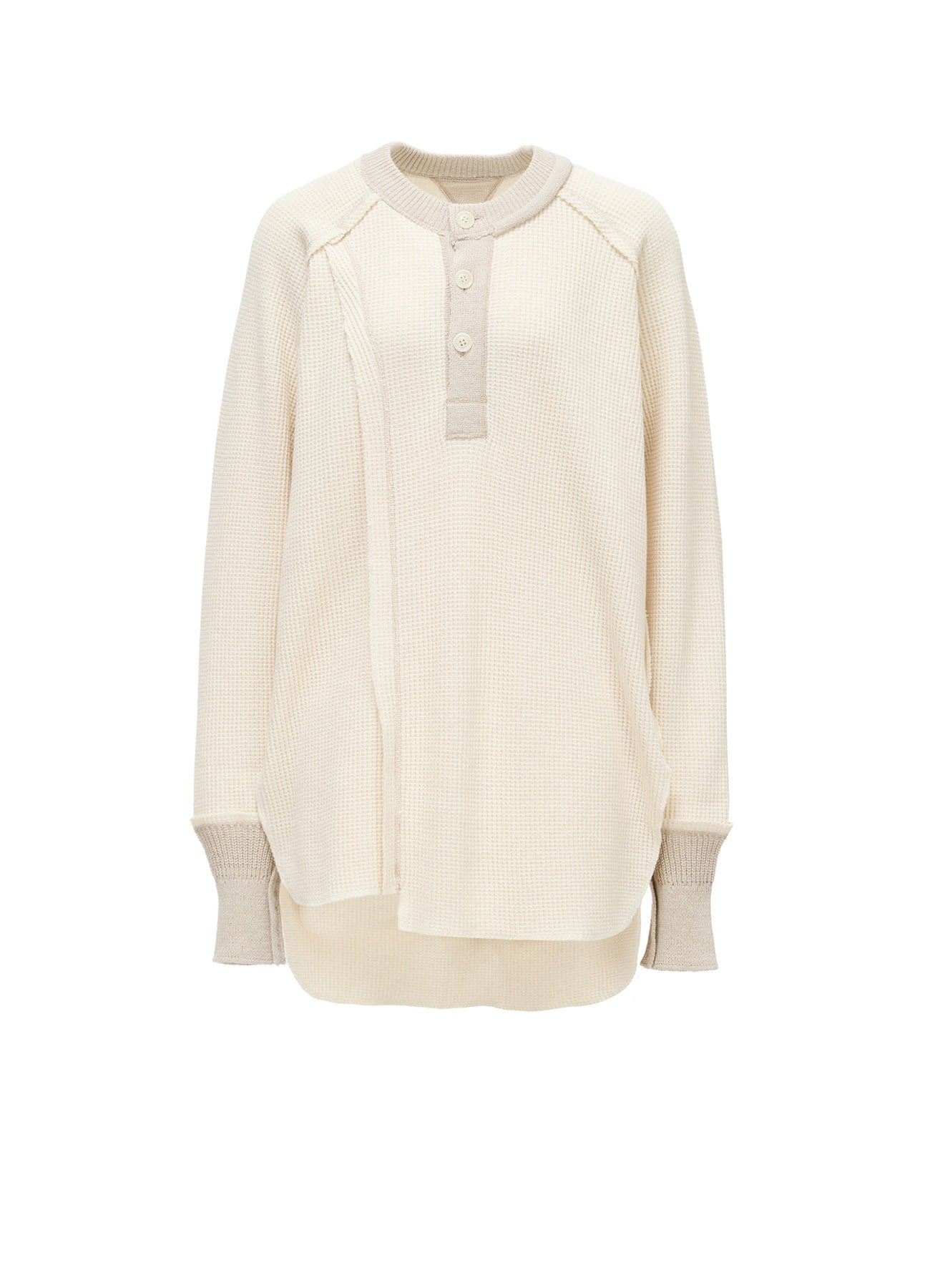 WAFFLE HENLEY NECK PULLOVER