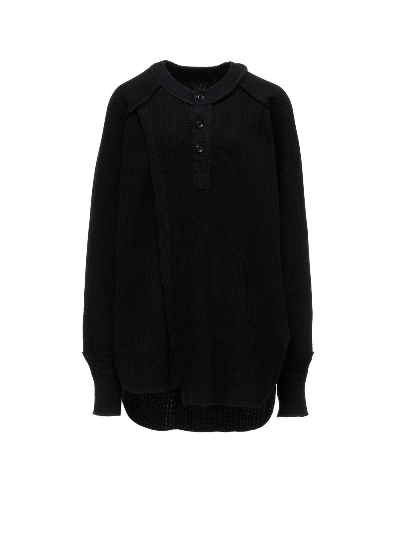 WAFFLE HENLEY NECK PULLOVER