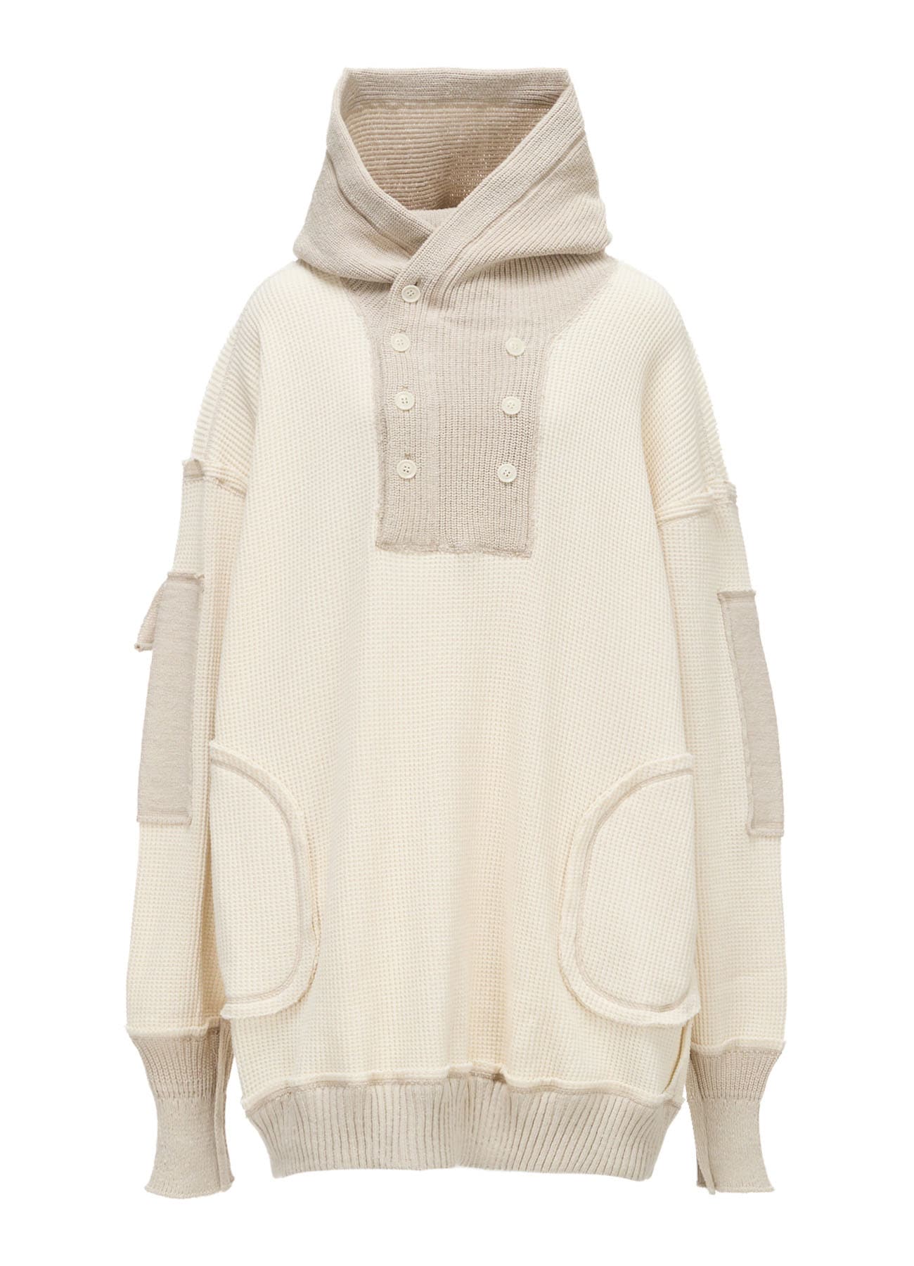 WAFFLE HOODED PULLOVER