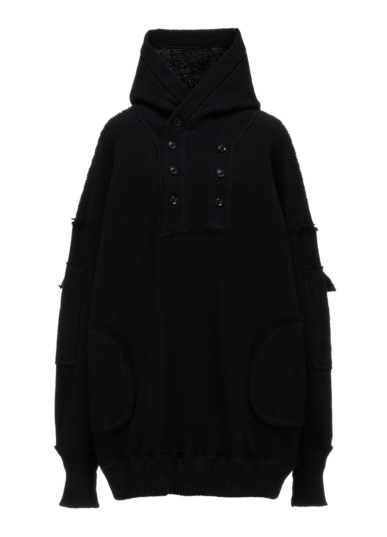 WAFFLE HOODED PULLOVER