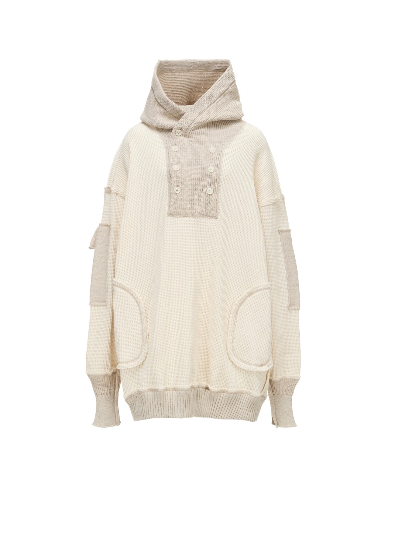 WAFFLE HOODED PULLOVER