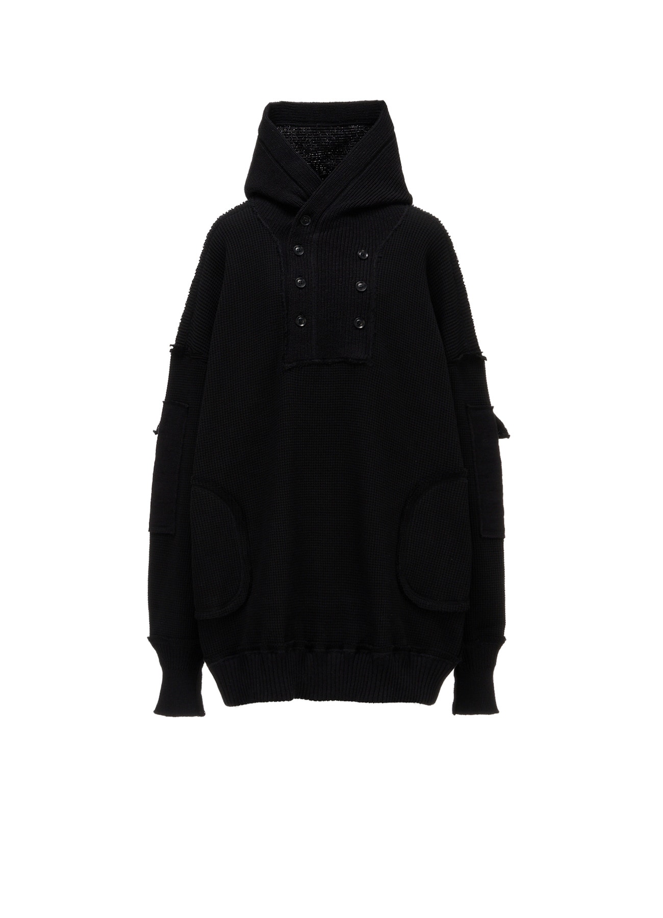 WAFFLE HOODED PULLOVER
