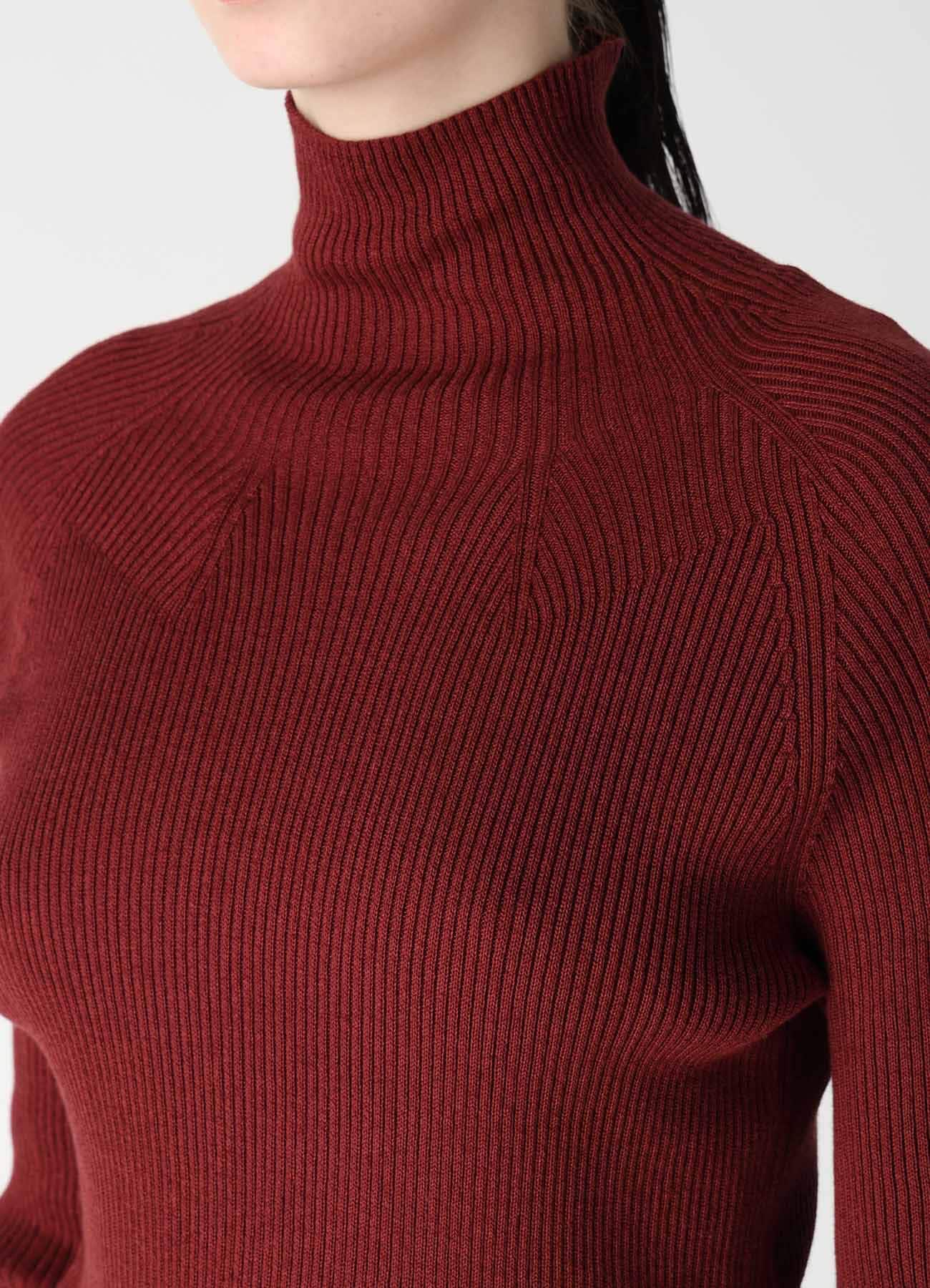 ヨウジヤマモト オム コットン シルク ニット Yohji c/s knit COTTON BLEND HIGH NECK CROPPED RIB KNIT(S Orange): Y's｜THE SHOP