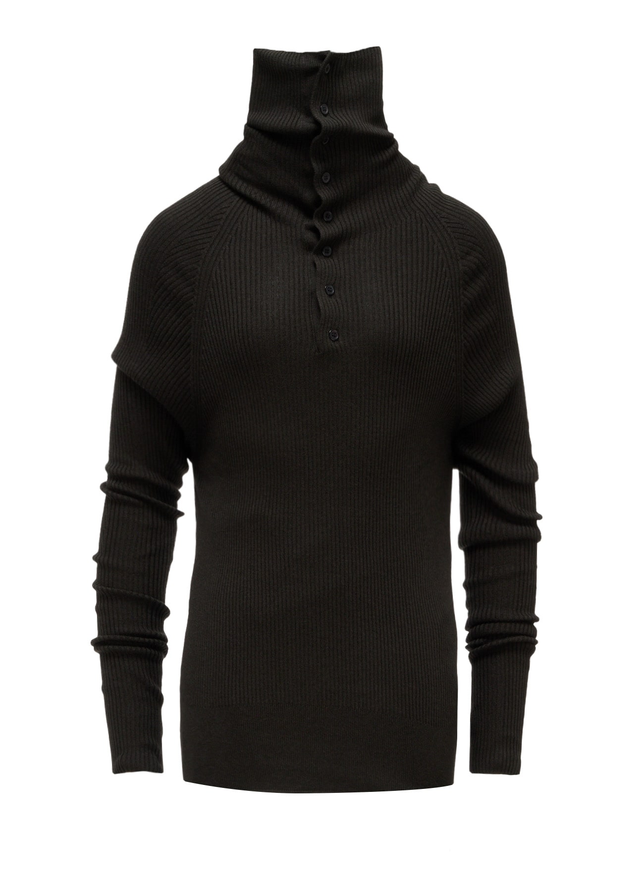 COTTON BLEND HIGH NECK RIB KNIT(S Khaki): Y's｜THE SHOP YOHJI YAMAMOTO