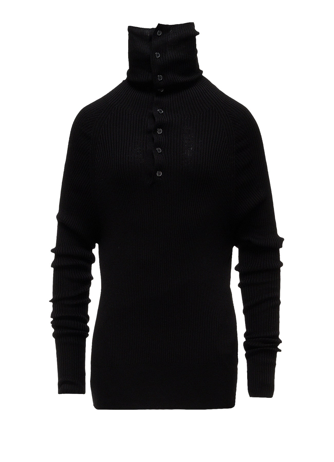 COTTON BLEND HIGH NECK RIB KNIT