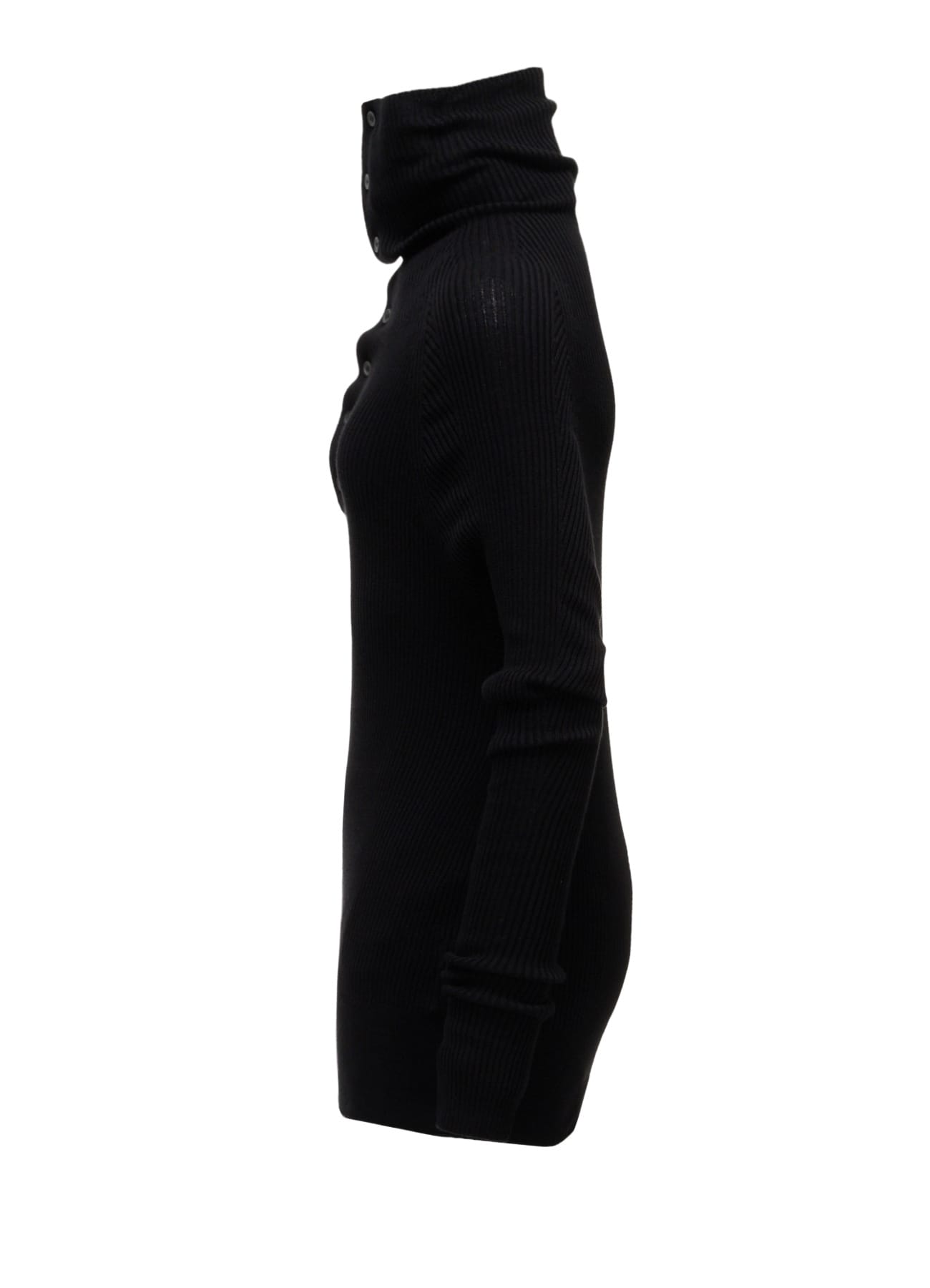 COTTON BLEND HIGH NECK RIB KNIT