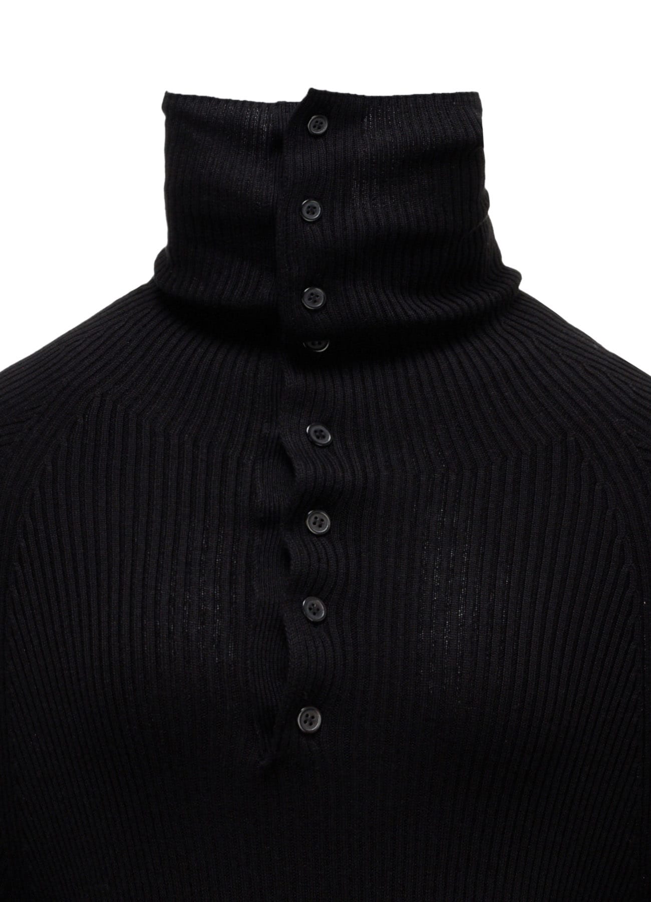 COTTON BLEND HIGH NECK RIB KNIT
