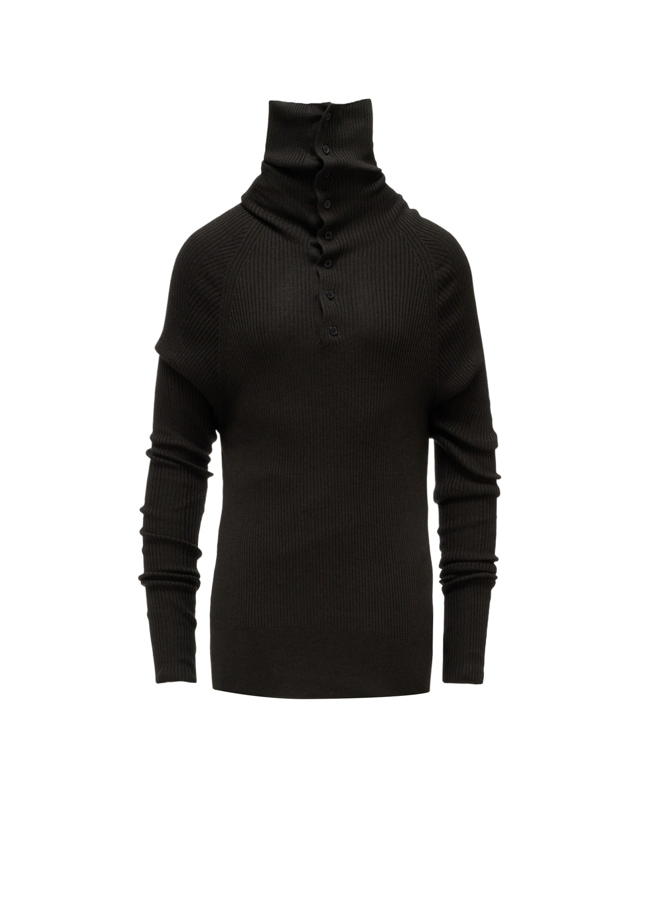 COTTON BLEND HIGH NECK RIB KNIT