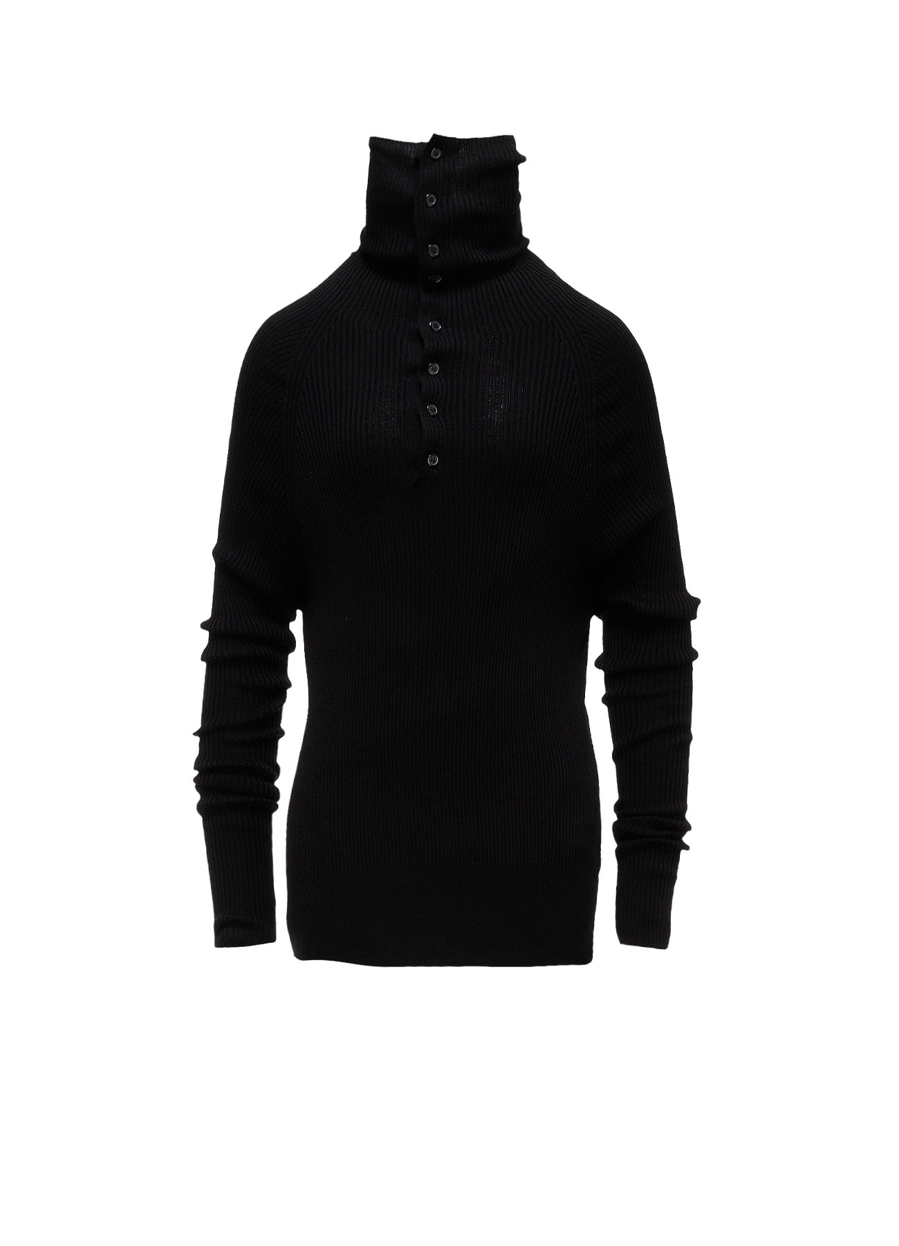 COTTON BLEND HIGH NECK RIB KNIT