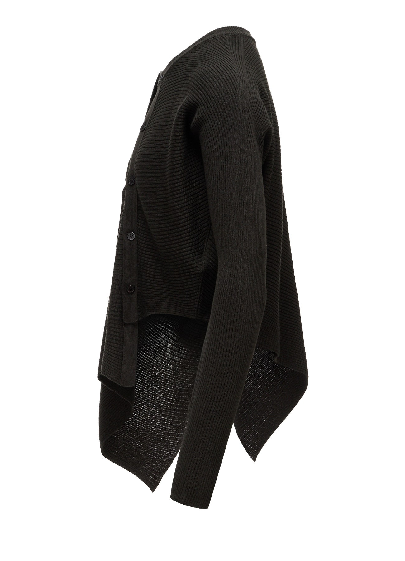 COTTON BLEND CROPPED ASYMMETRIC RIB KNIT(S Khaki): Y's｜THE SHOP